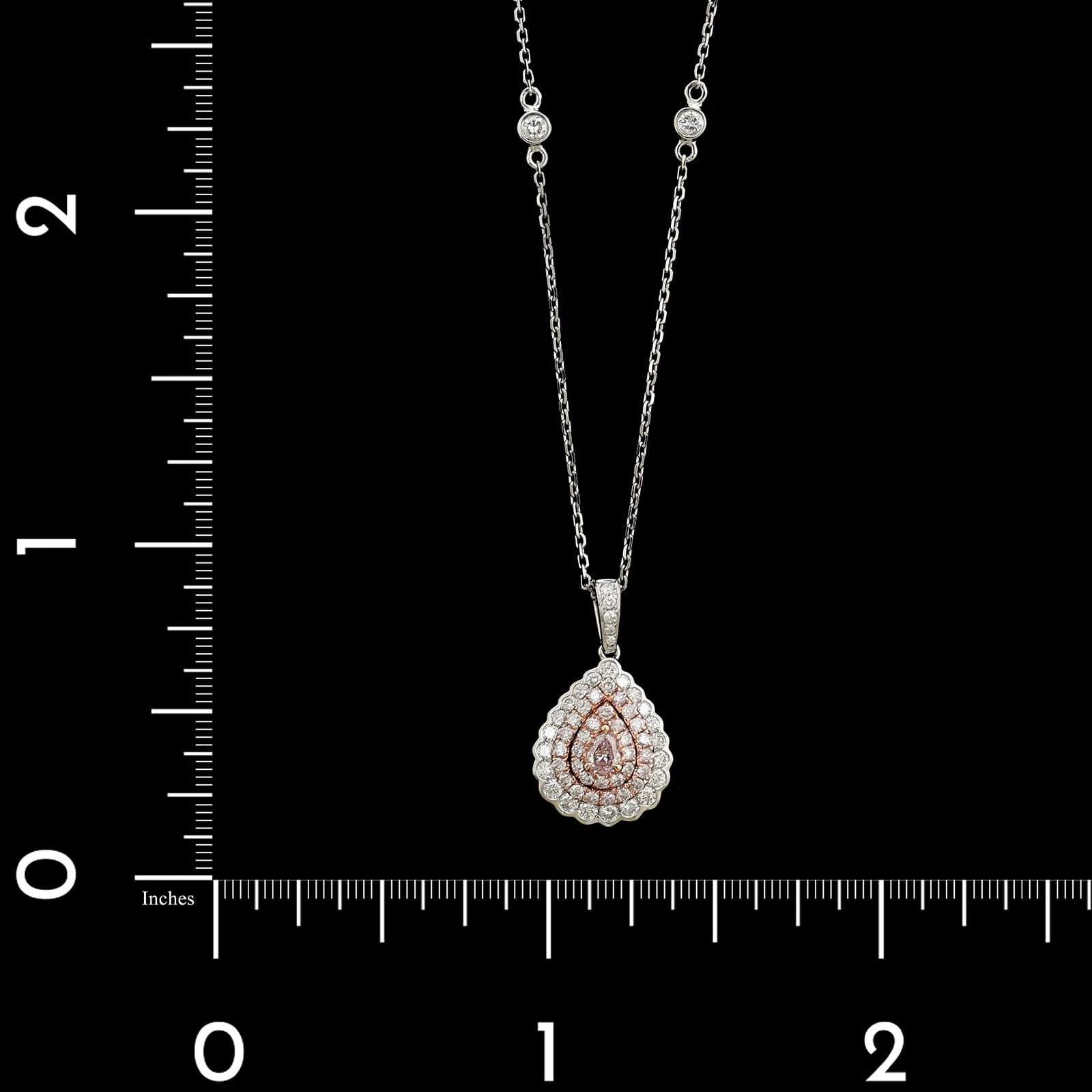 18K White Gold Estate Pink Diamond Pendant Necklace - Image 4
