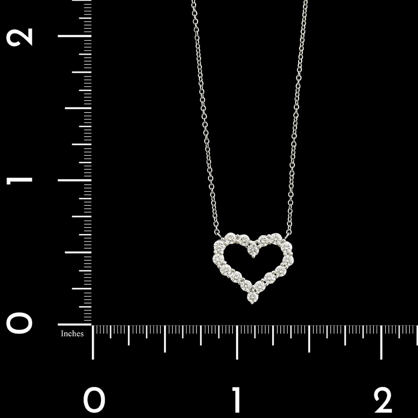 Platinum Estate Diamond Open Heart Pendant Necklace&nbsp; - Image 4