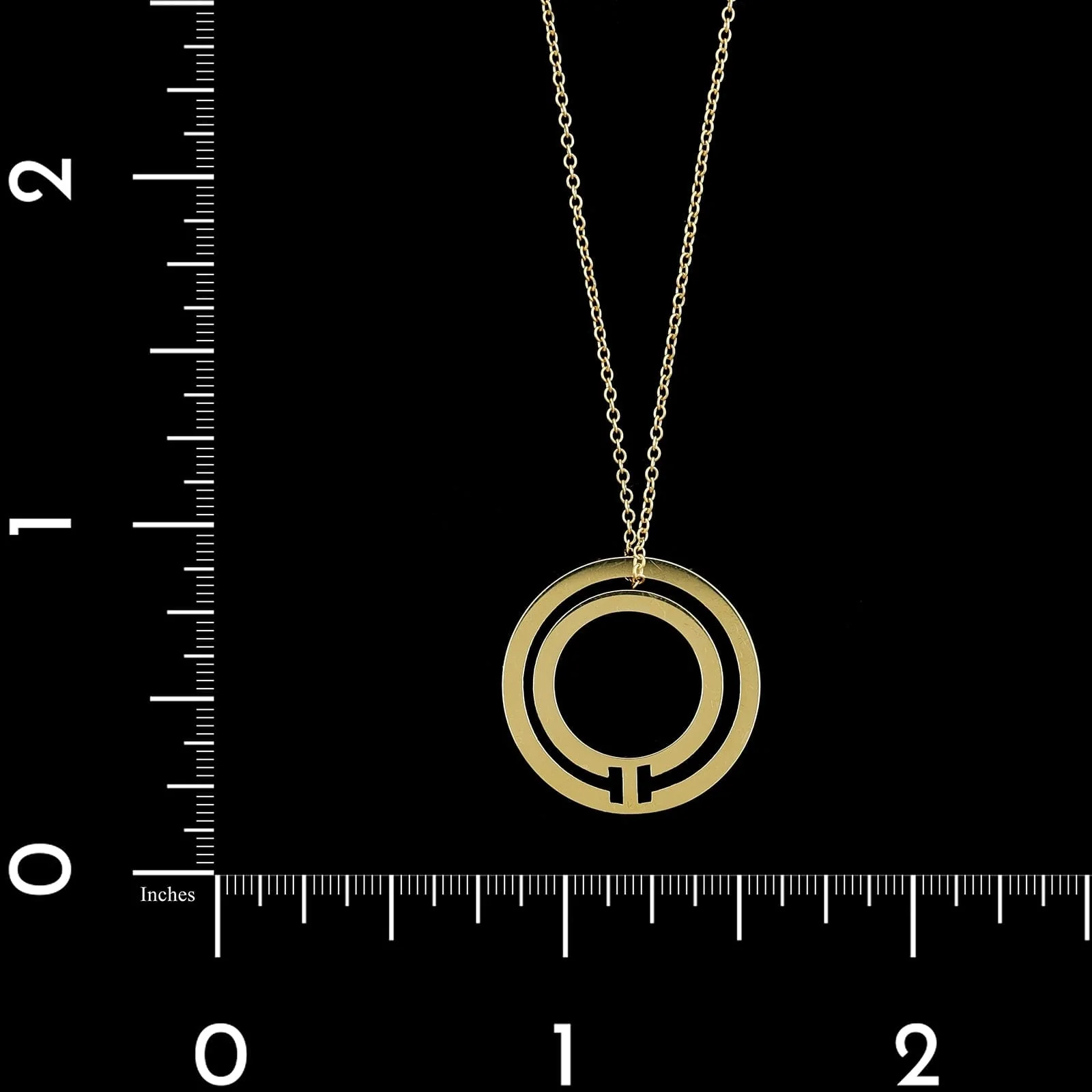 Tiffany & Co. 18K Yellow Gold Estate T Circle Pendant Necklace - Image 3