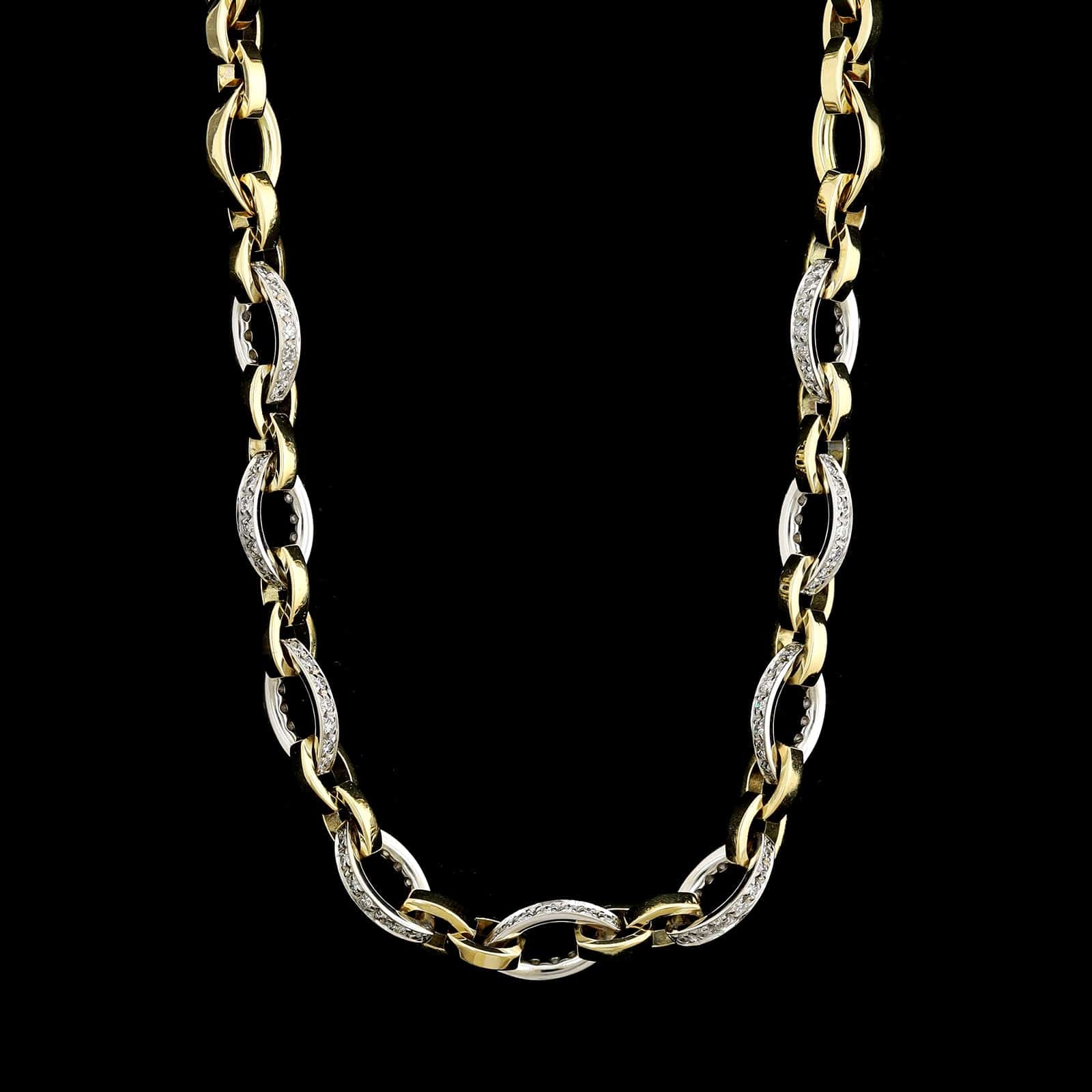 18K Two-tone Gold Estate Diamond Necklace