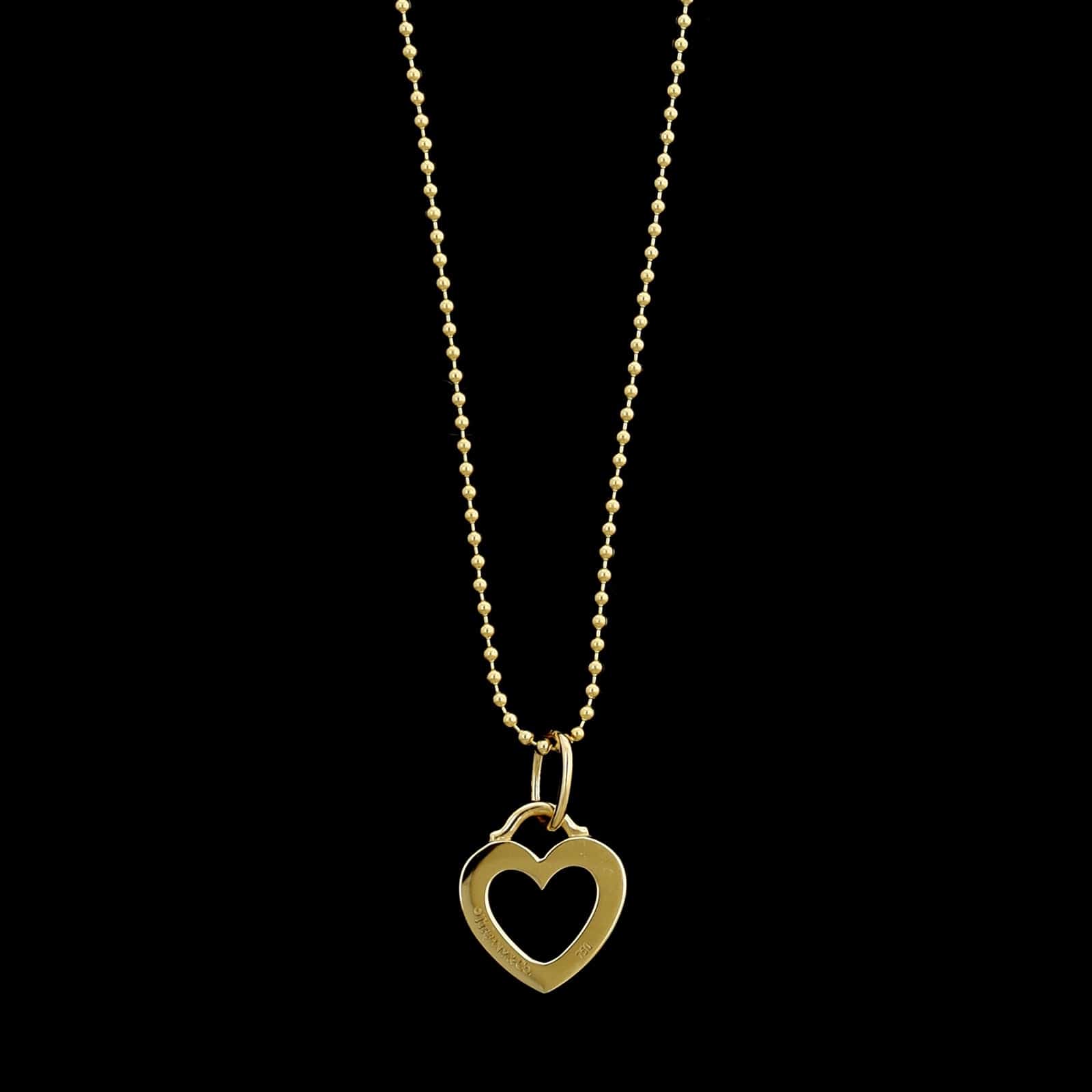 Tiffany & Co. 18K Yellow Gold Estate Sentimental Heart Diamond Pendant Necklace - Image 2