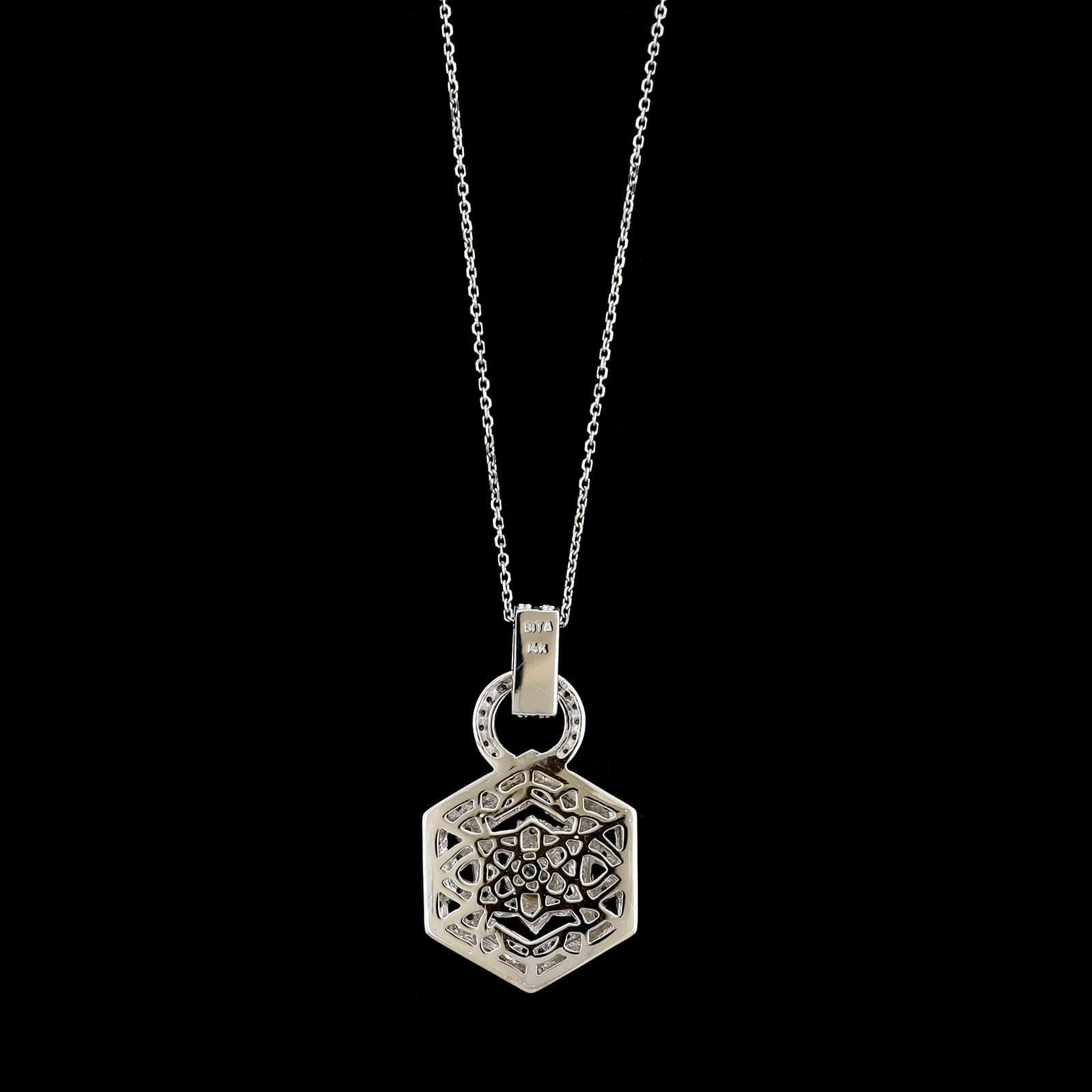 14K White Gold Estate Diamond Pendant Necklace - Image 2