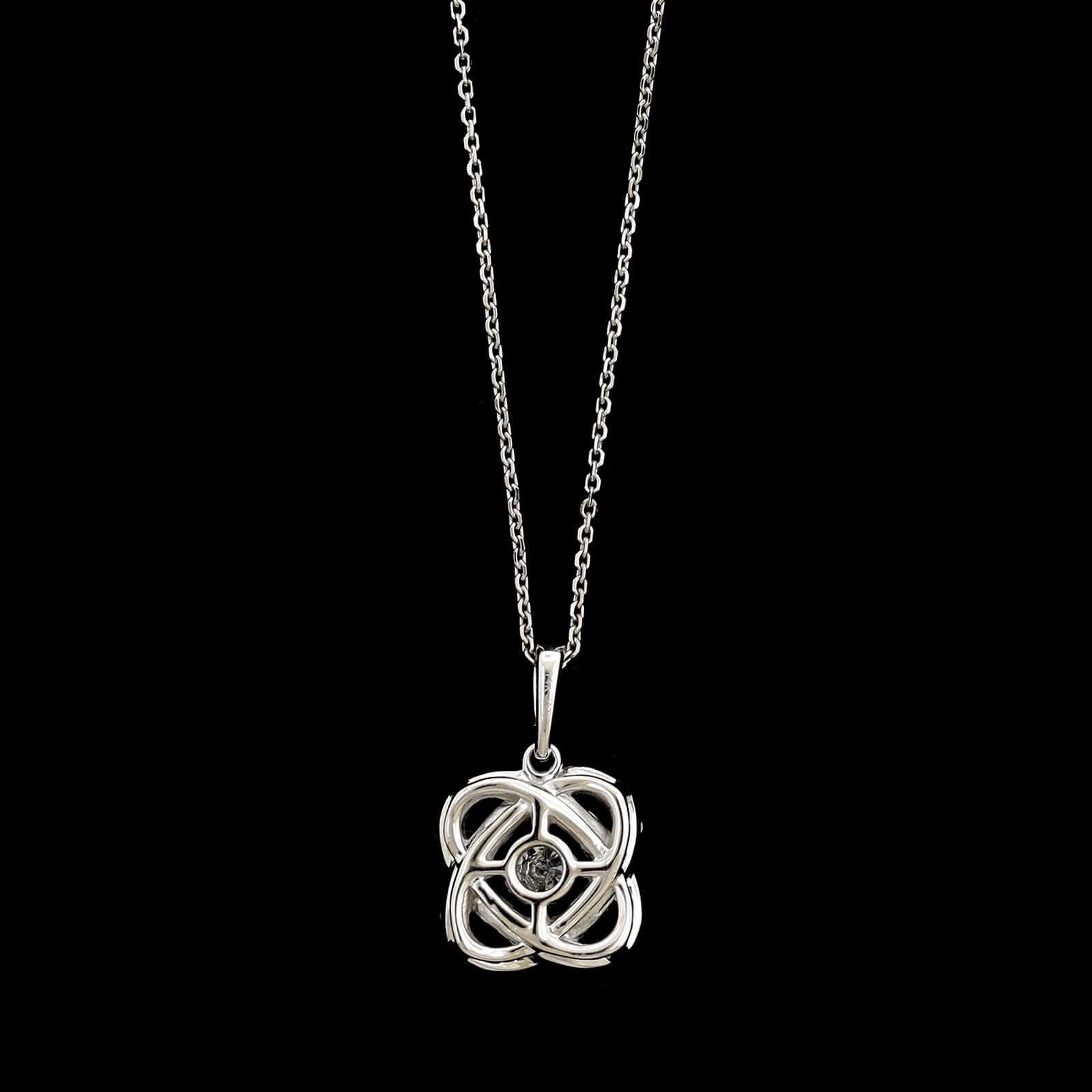 14K White Gold Estate Diamond Flower Pendant Necklace - Image 2