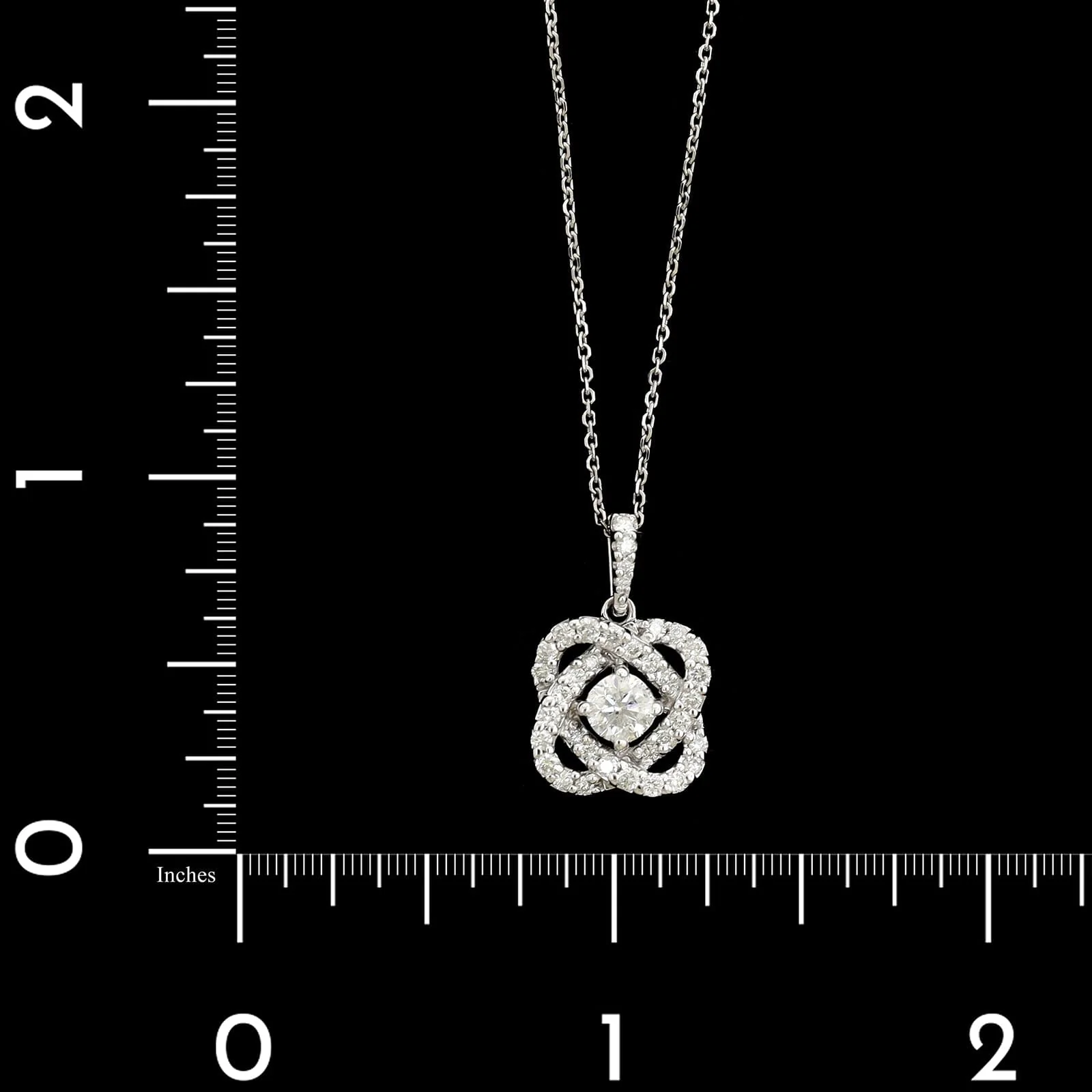 14K White Gold Estate Diamond Flower Pendant Necklace - Image 4