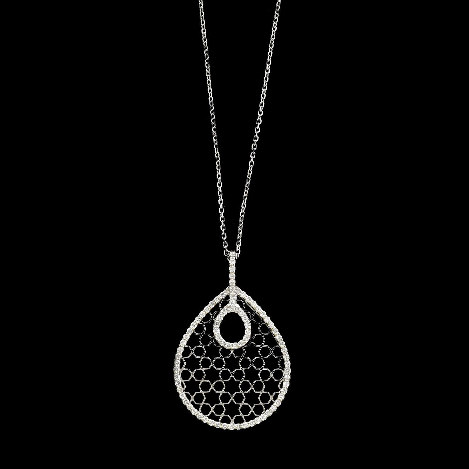 14K White Gold Estate Diamond Pendant Necklace