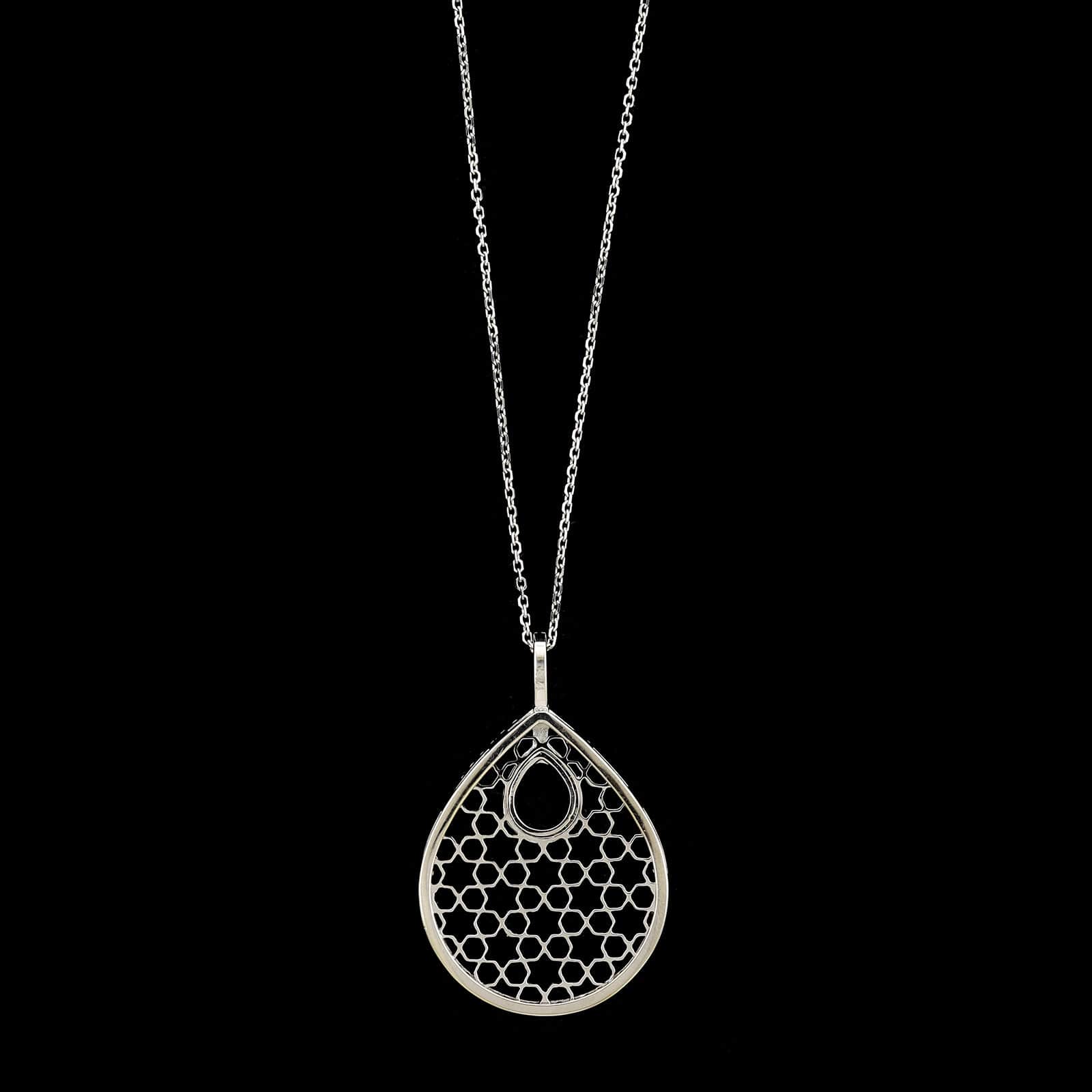 14K White Gold Estate Diamond Pendant Necklace - Image 2