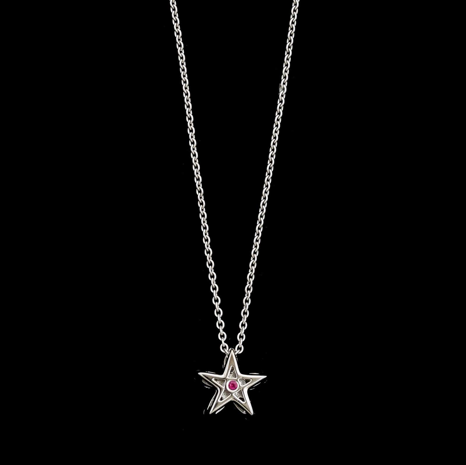 18K White Gold Estate Diamond Star Pendant Necklace - Image 2