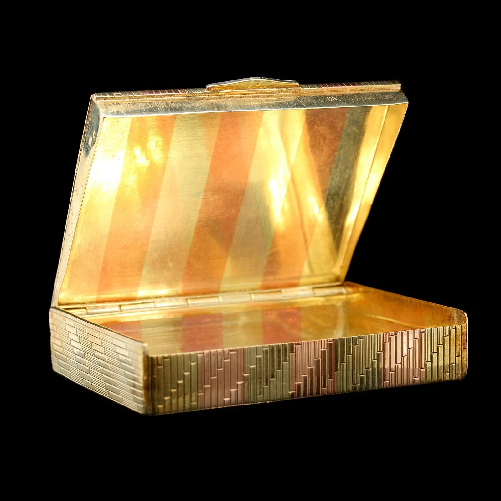 Vintage 14K Rose and Yellow Gold Estate Diamond Compact - Image 3