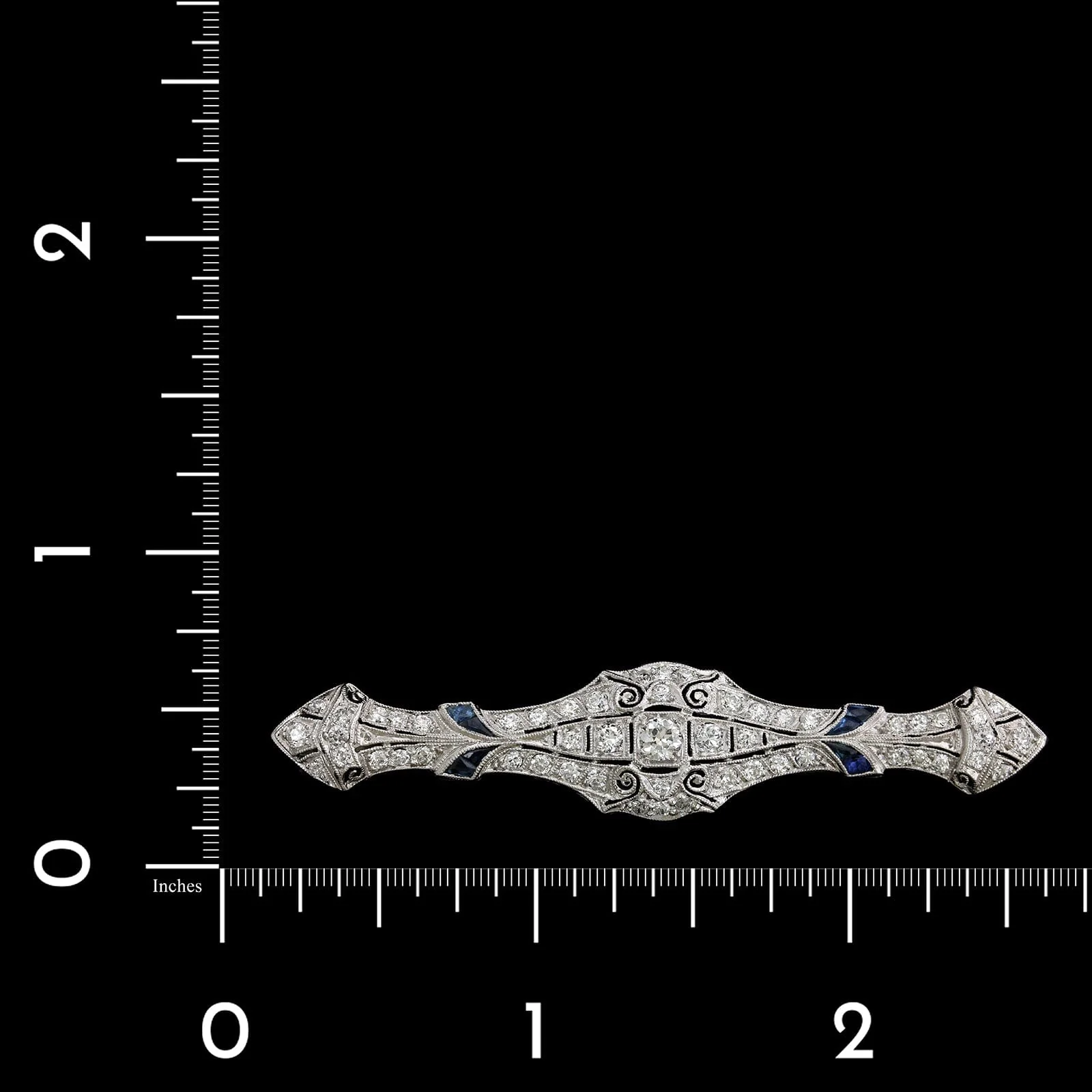 Vintage Platinum Estate Diamond and Sapphire Pendant - Image 3