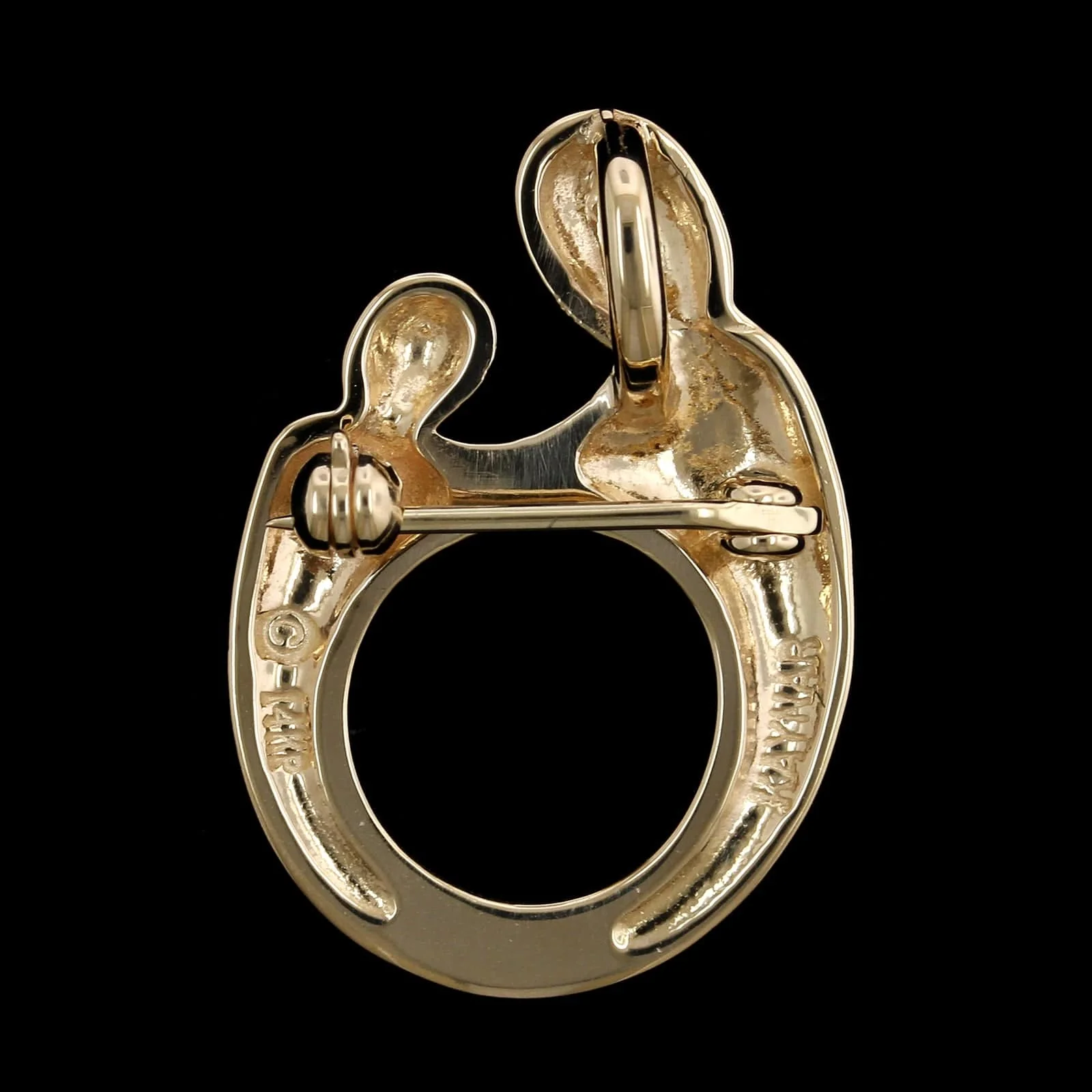 14K Yellow Gold Mother and Child Pin Estate Pendant - Image 2