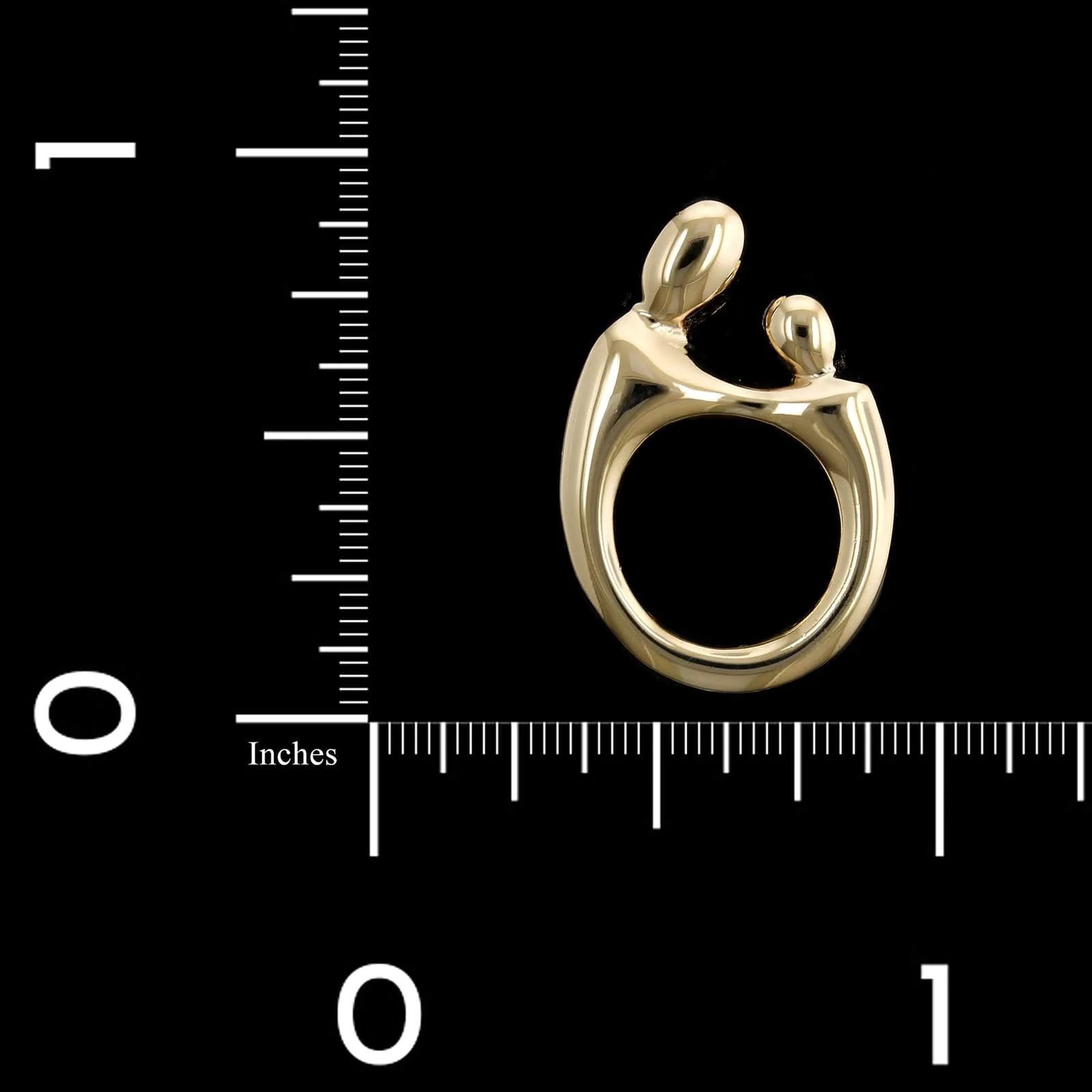 14K Yellow Gold Mother and Child Pin Estate Pendant - Image 3