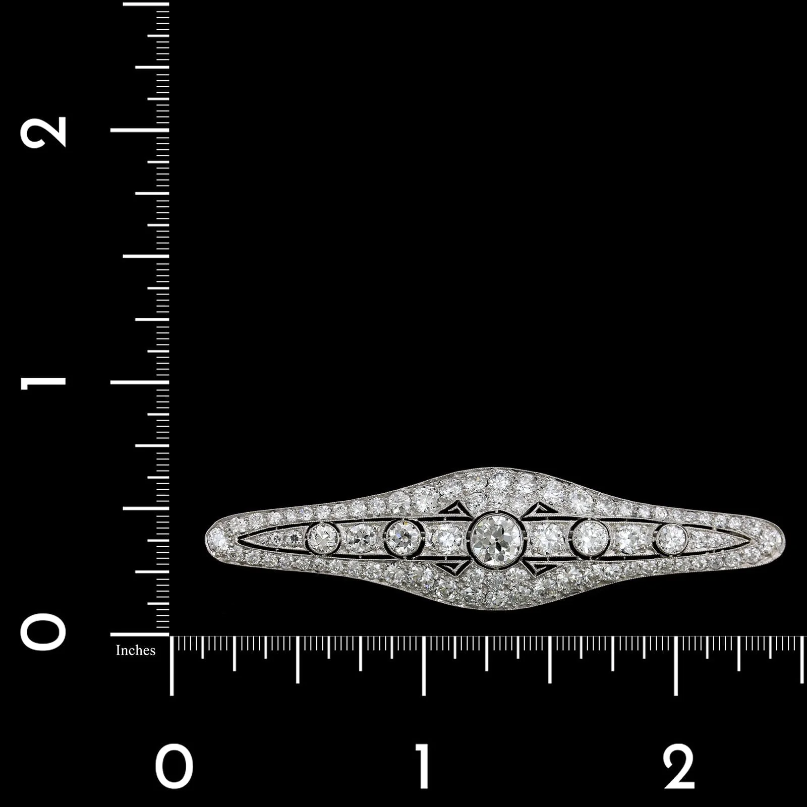 Art Deco Platinum Estate Diamond Pin - Image 3