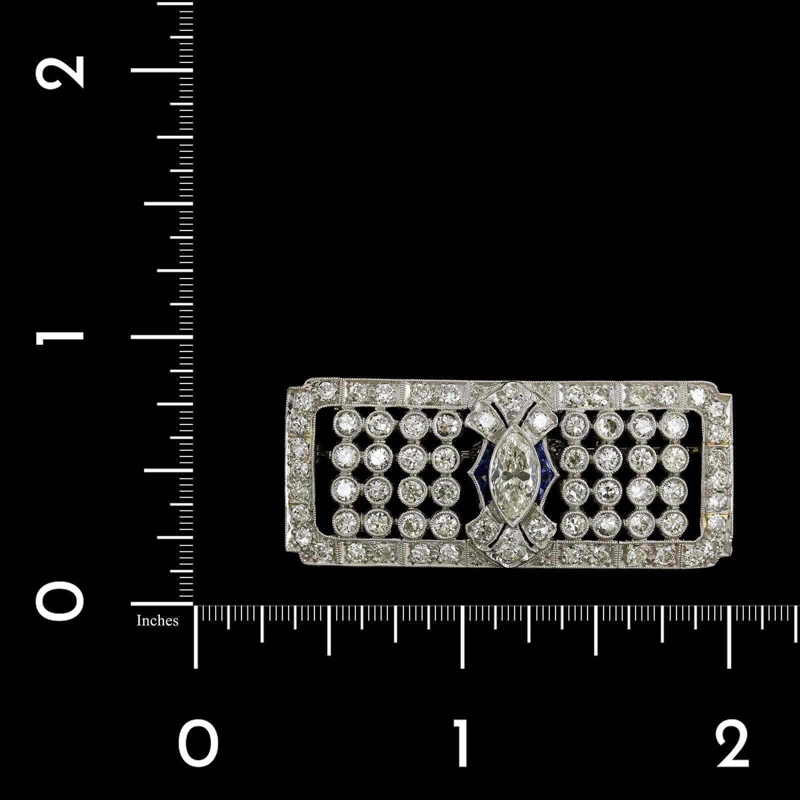 Art Deco Platinum Estate Diamond Pin - Image 3