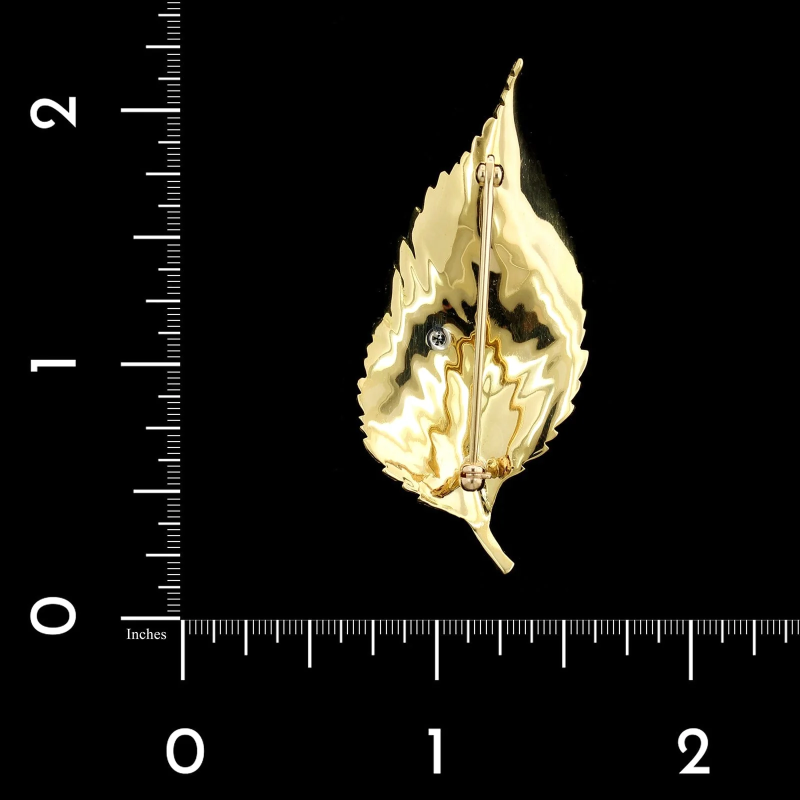 18K Two-tone Gold Estate Diamond Leaf Pin - Image 2
