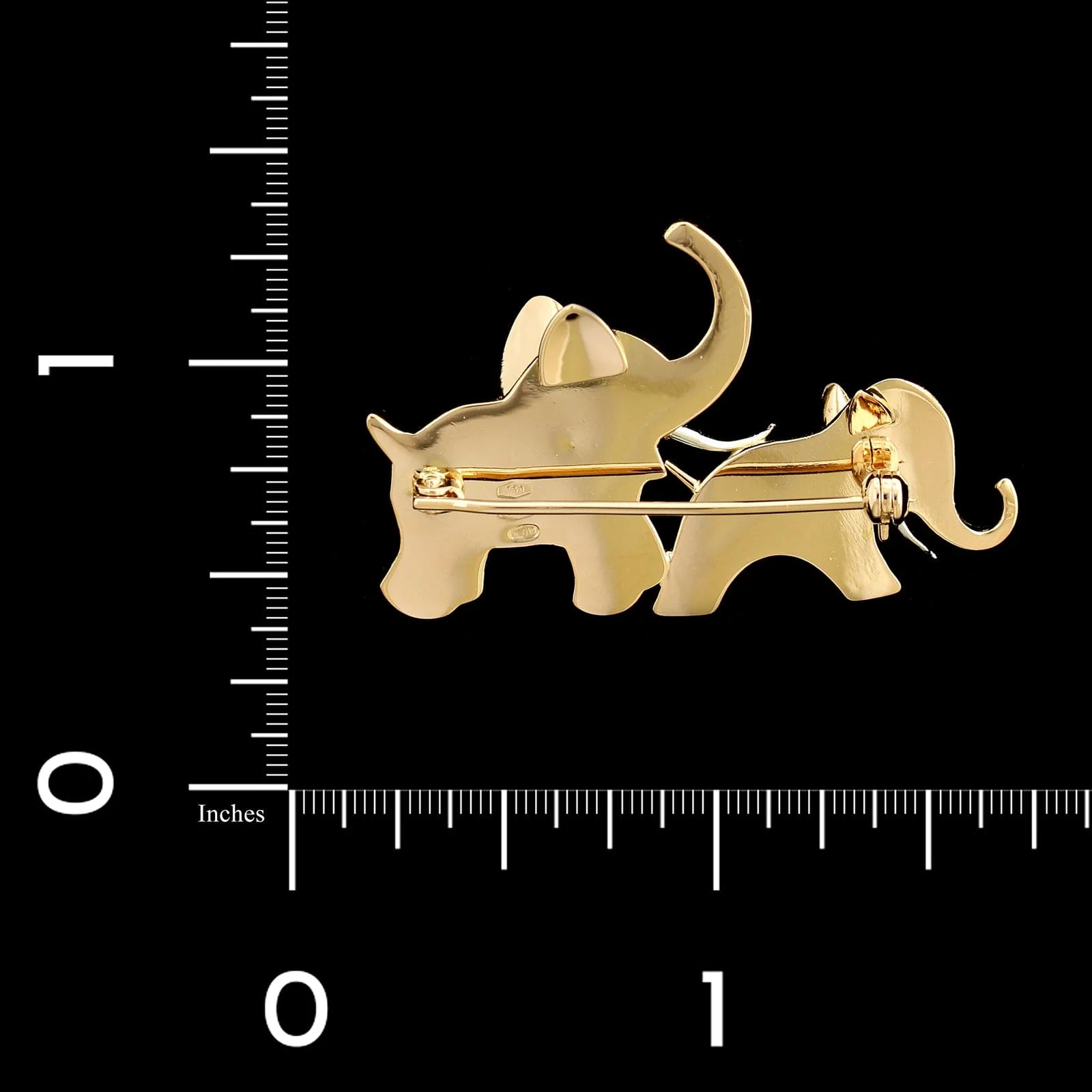18K Yellow Gold Estate Elephant Pin - Image 2