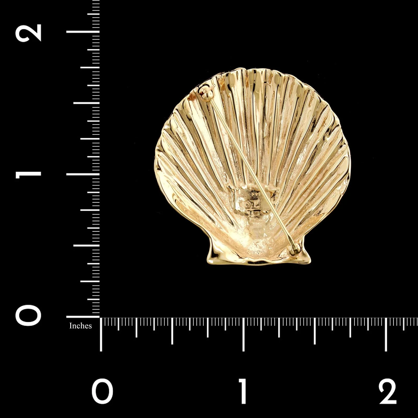 14K Yellow Gold Estate Seashell Pin - Image 2