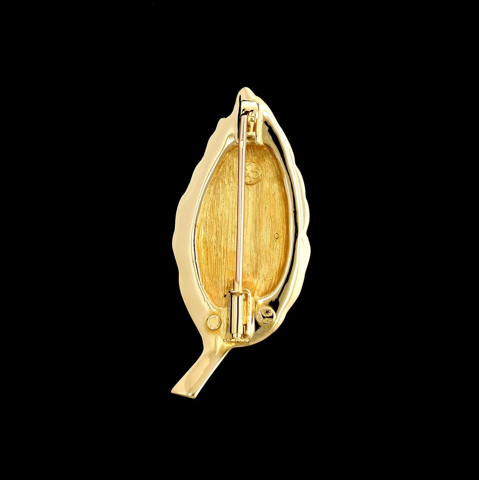 Charles Garnier 18K Yellow Gold Estate Leaf Pin - Image 2