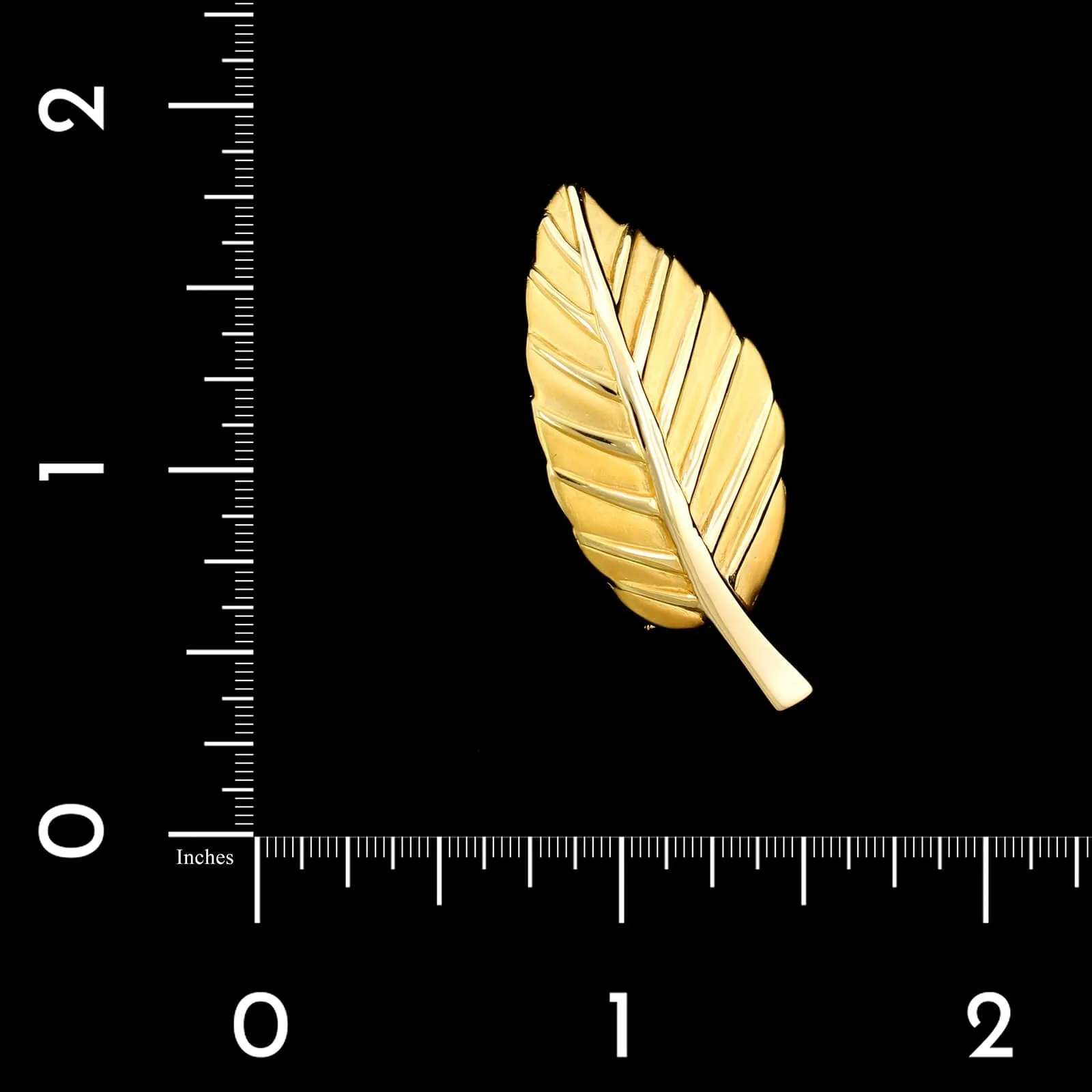 Charles Garnier 18K Yellow Gold Estate Leaf Pin - Image 3