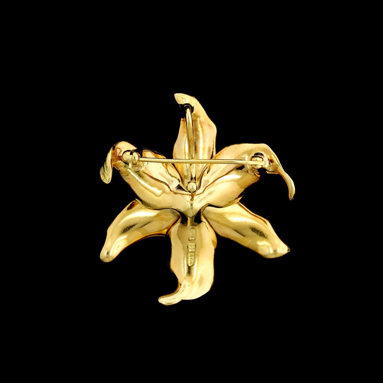 18K Yellow Gold Estate Diamond Flower Pin - Image 2