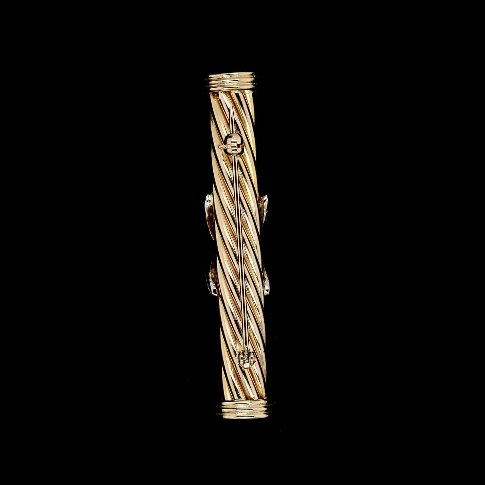 14K Two-tone Gold Estate Diamond X Pin - Image 2