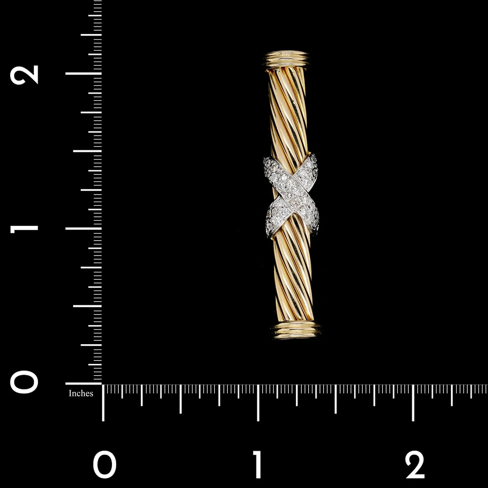 14K Two-tone Gold Estate Diamond X Pin - Image 3