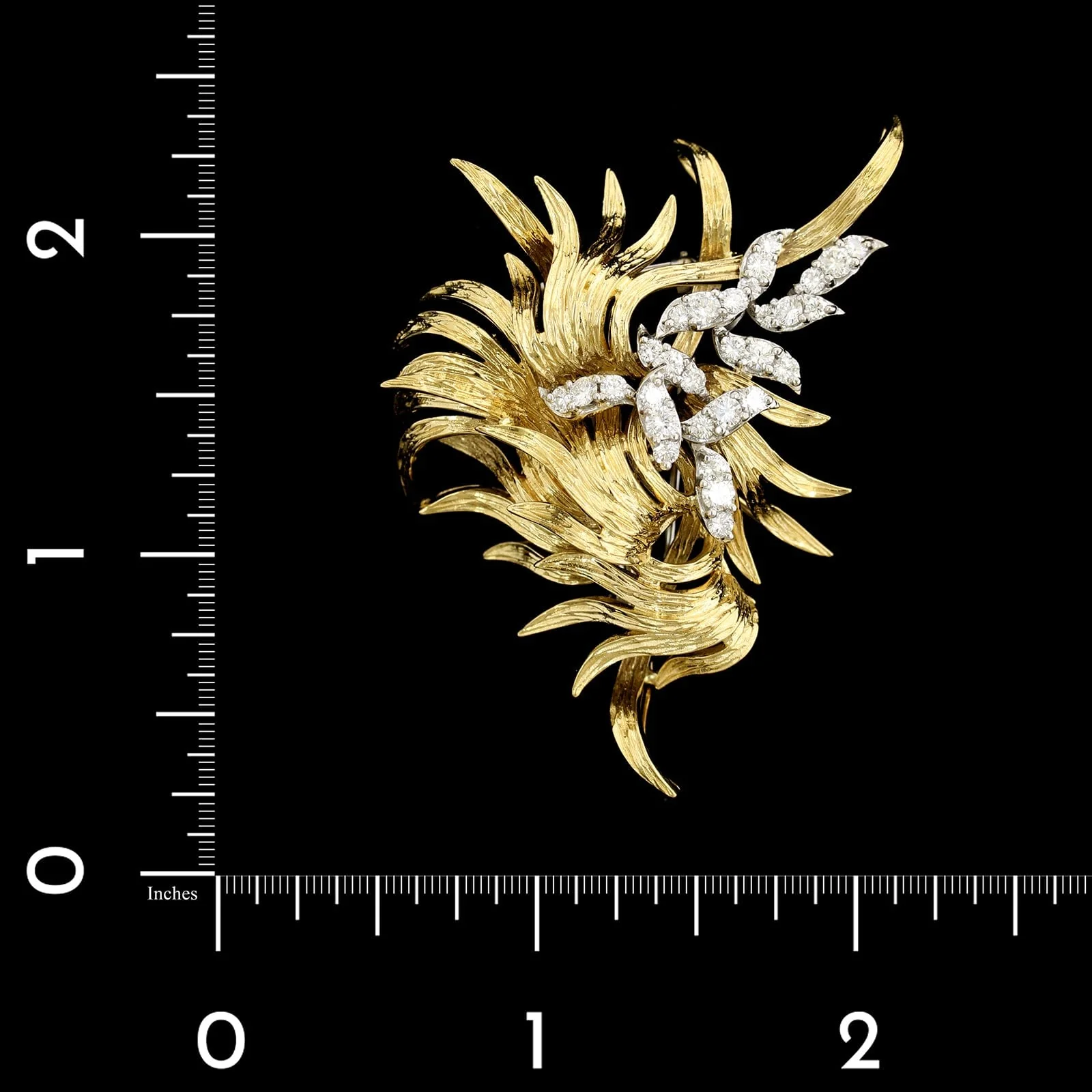 18K Yellow Gold and Platinum Estate Diamond Pendant Brooch - Image 3