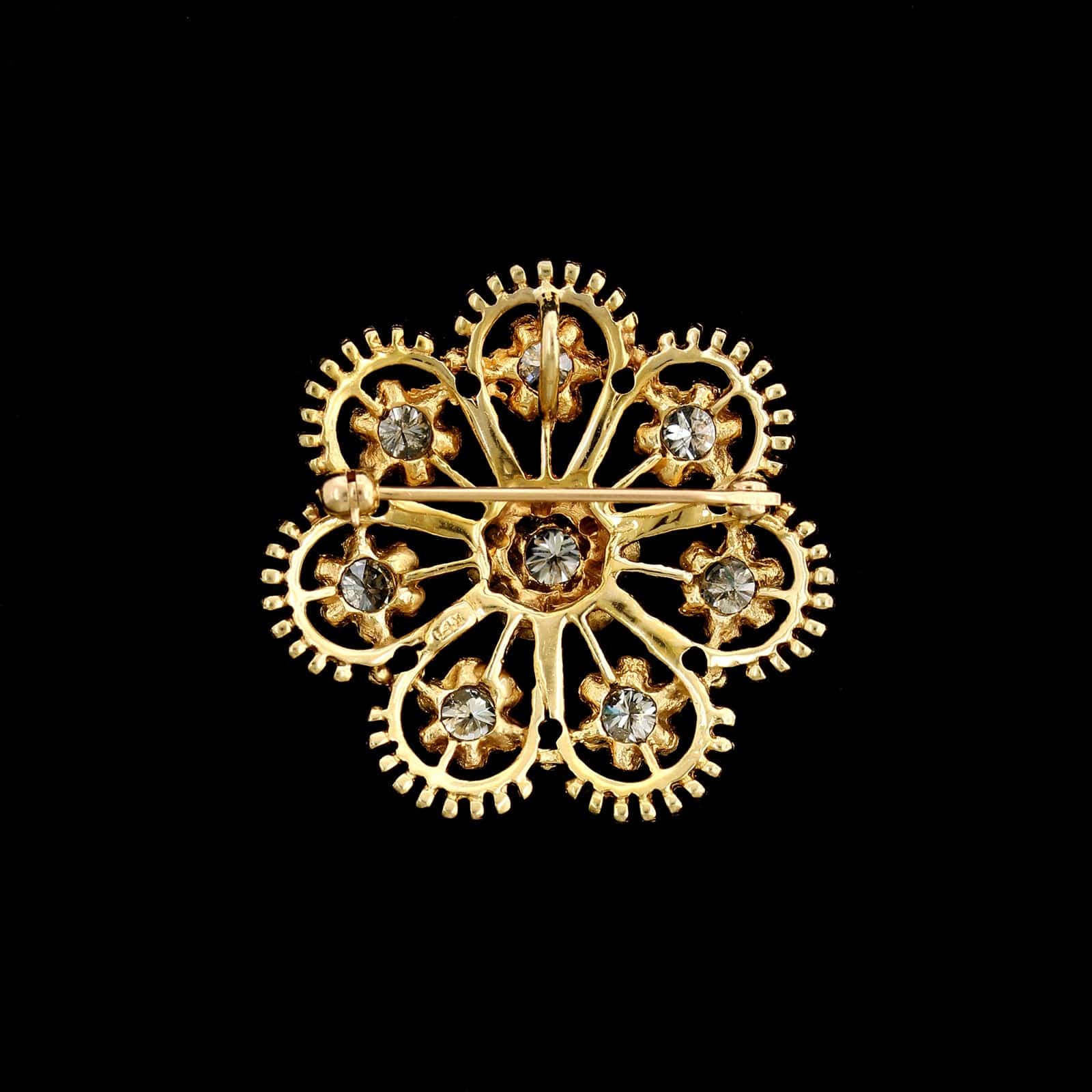 14K Yellow Gold Estate Diamond Pin Pendant - Image 2