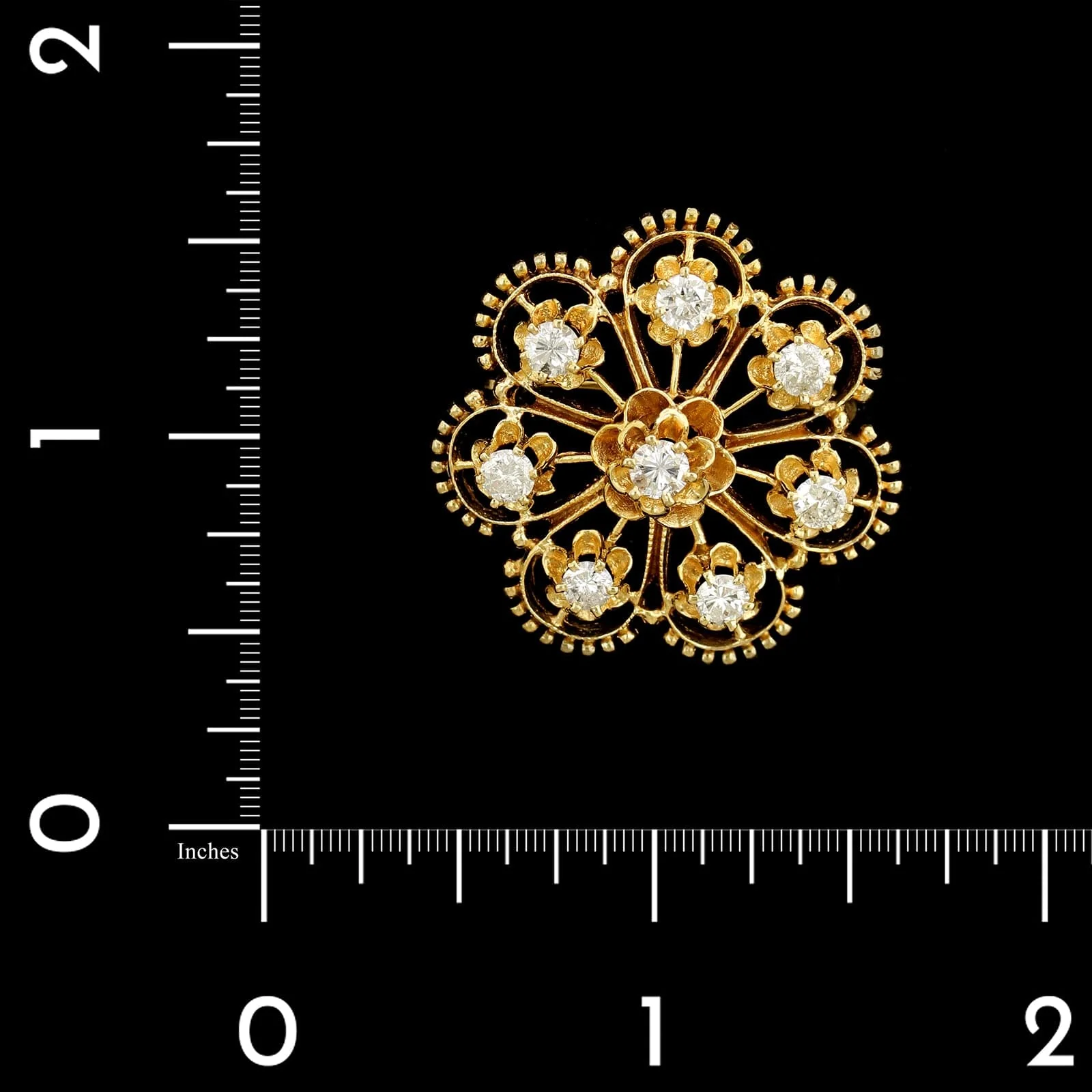 14K Yellow Gold Estate Diamond Pin Pendant - Image 3