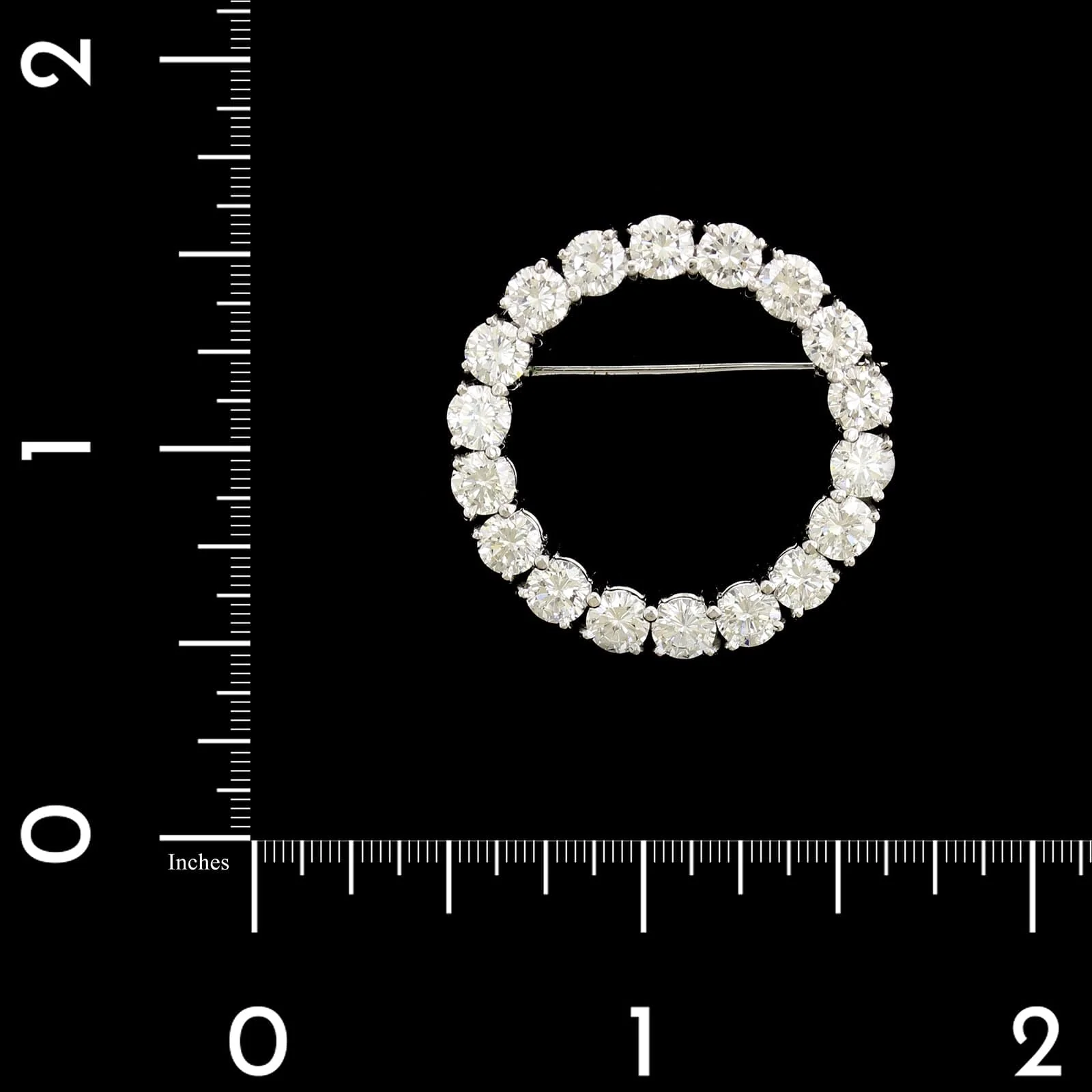 18K White Gold Estate Diamond Circle Pin - Image 3