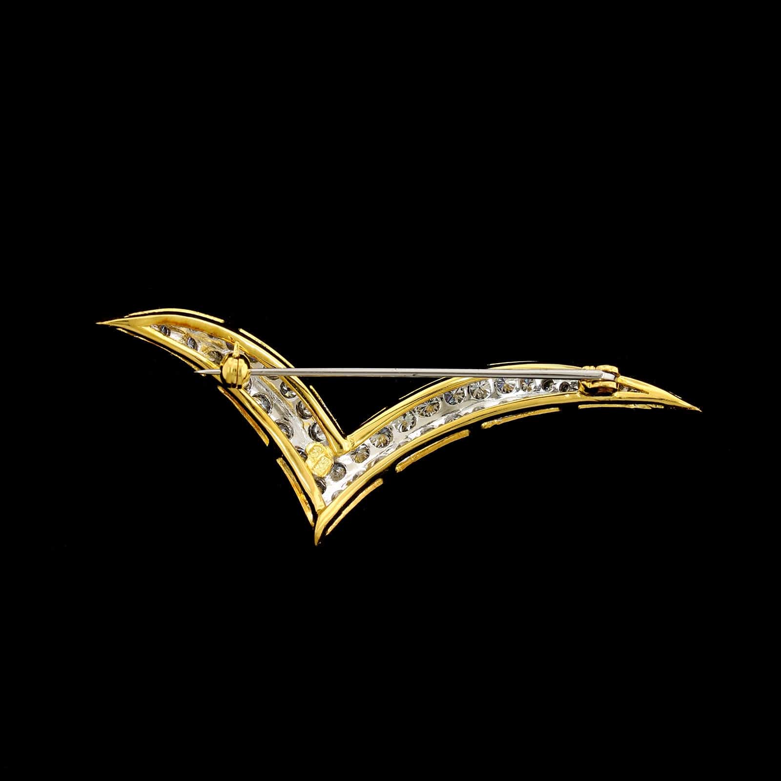 18K Two-tone Gold Estate Diamond Pin - Image 2