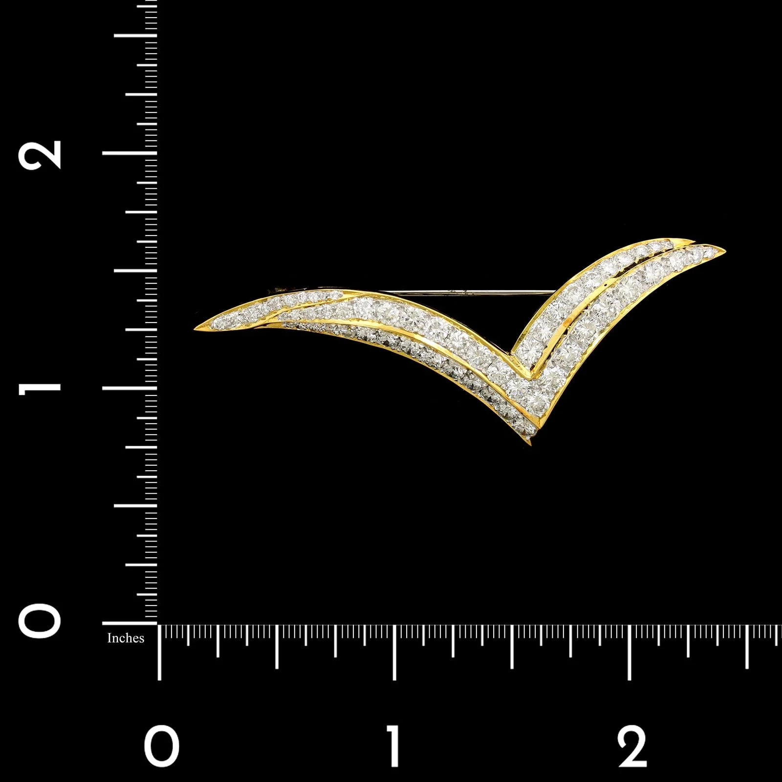 18K Two-tone Gold Estate Diamond Pin - Image 3