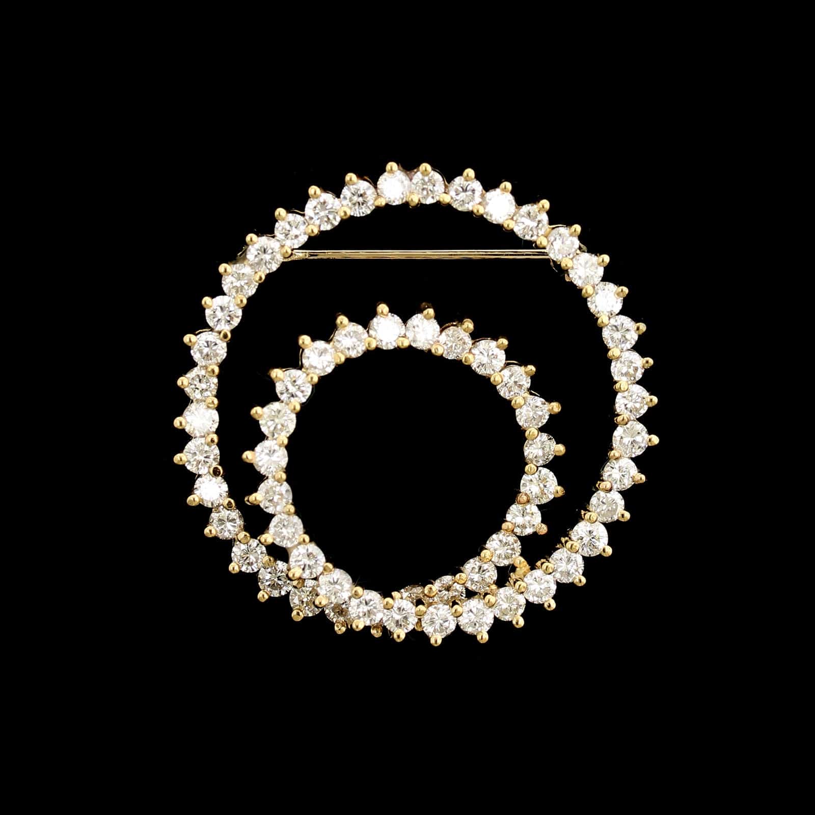 14K Yellow Gold Estate Diamond Circle Pin