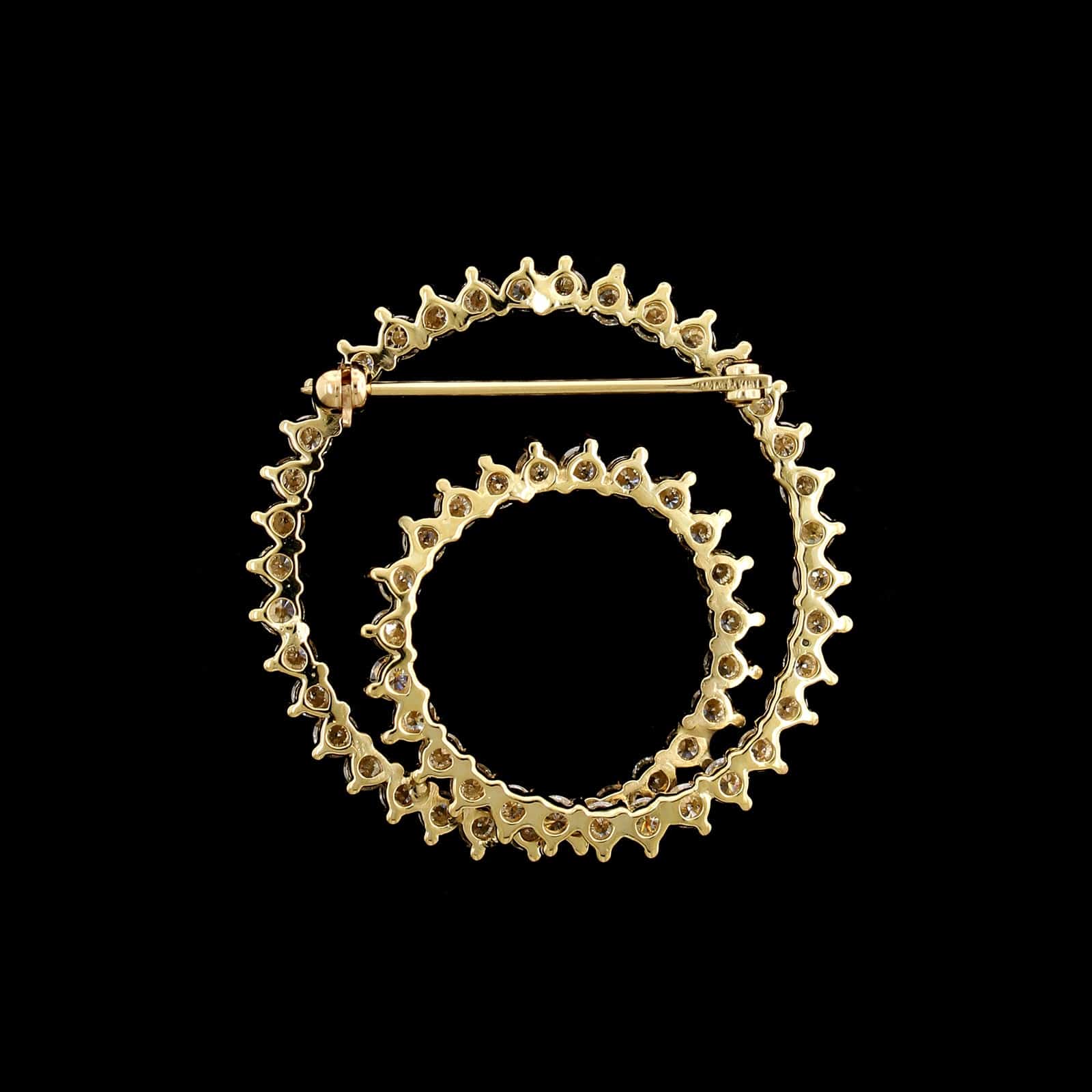 14K Yellow Gold Estate Diamond Circle Pin - Image 2