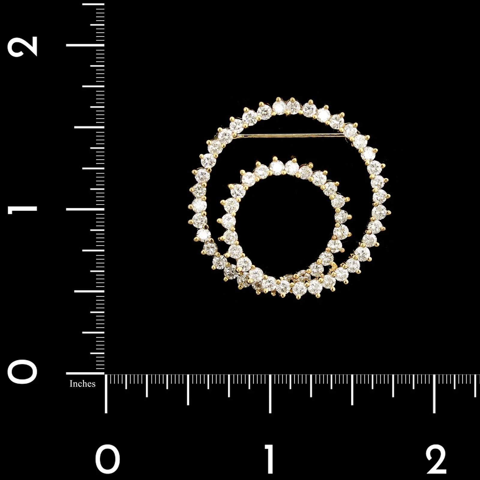 14K Yellow Gold Estate Diamond Circle Pin - Image 3