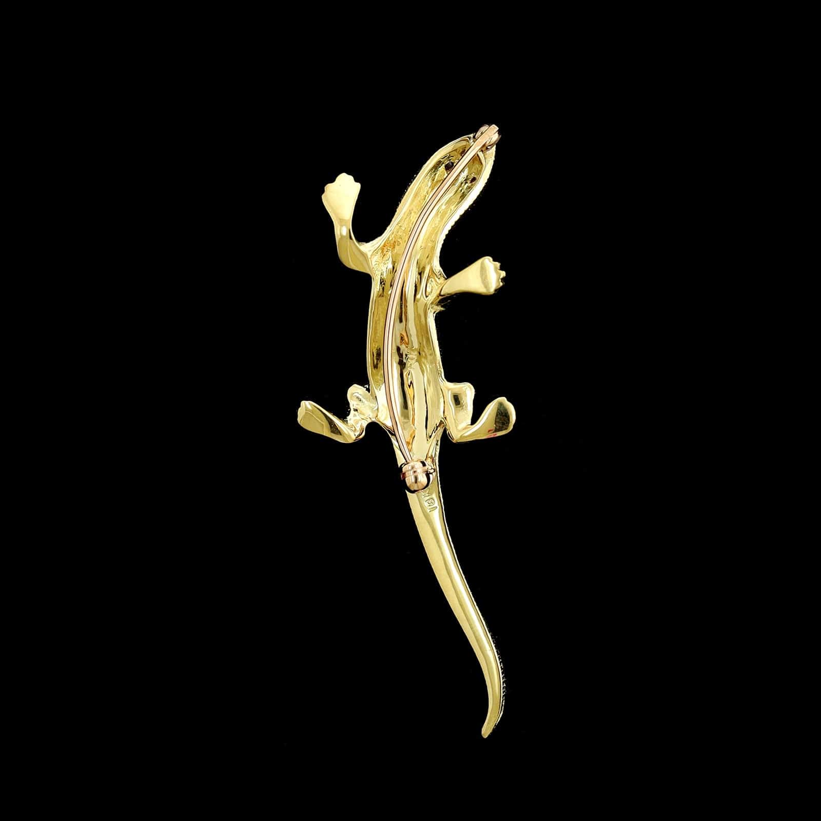14K Yellow Gold Estate Ruby Salamander Pin - Image 2