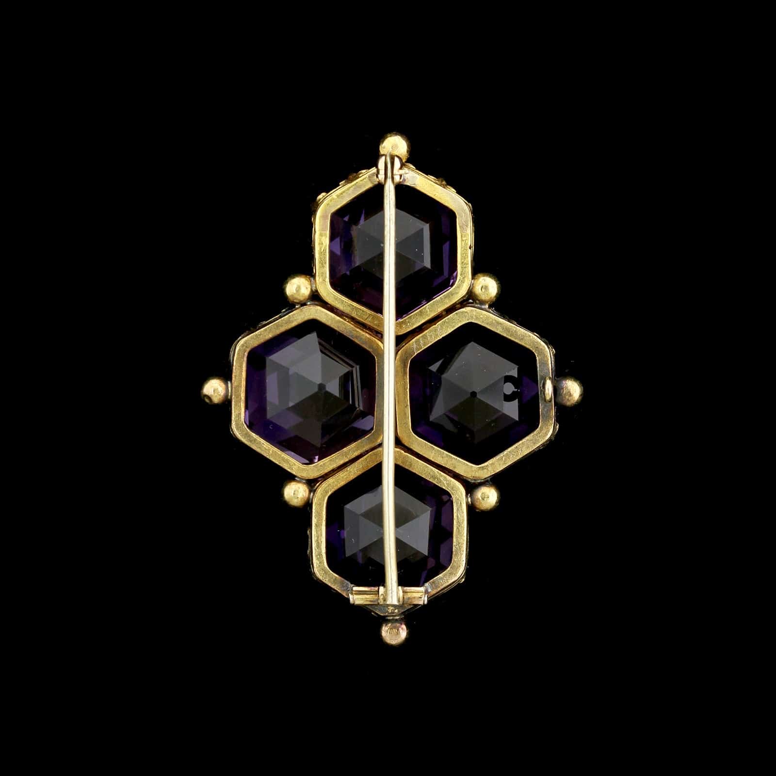 Antique 14K Yellow Gold Estate Amethyst Pin - Image 2