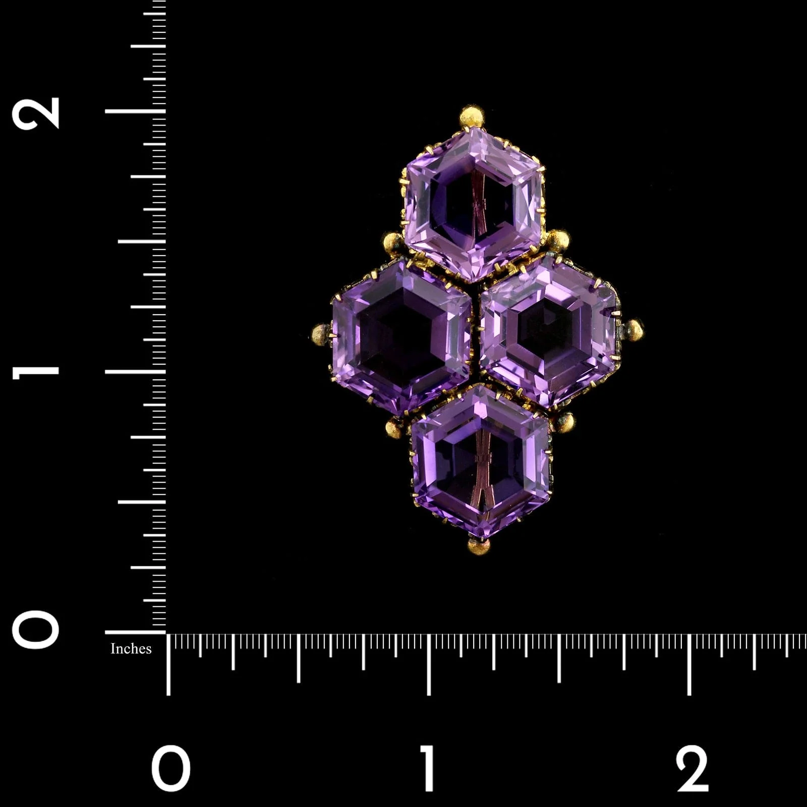 Antique 14K Yellow Gold Estate Amethyst Pin - Image 3