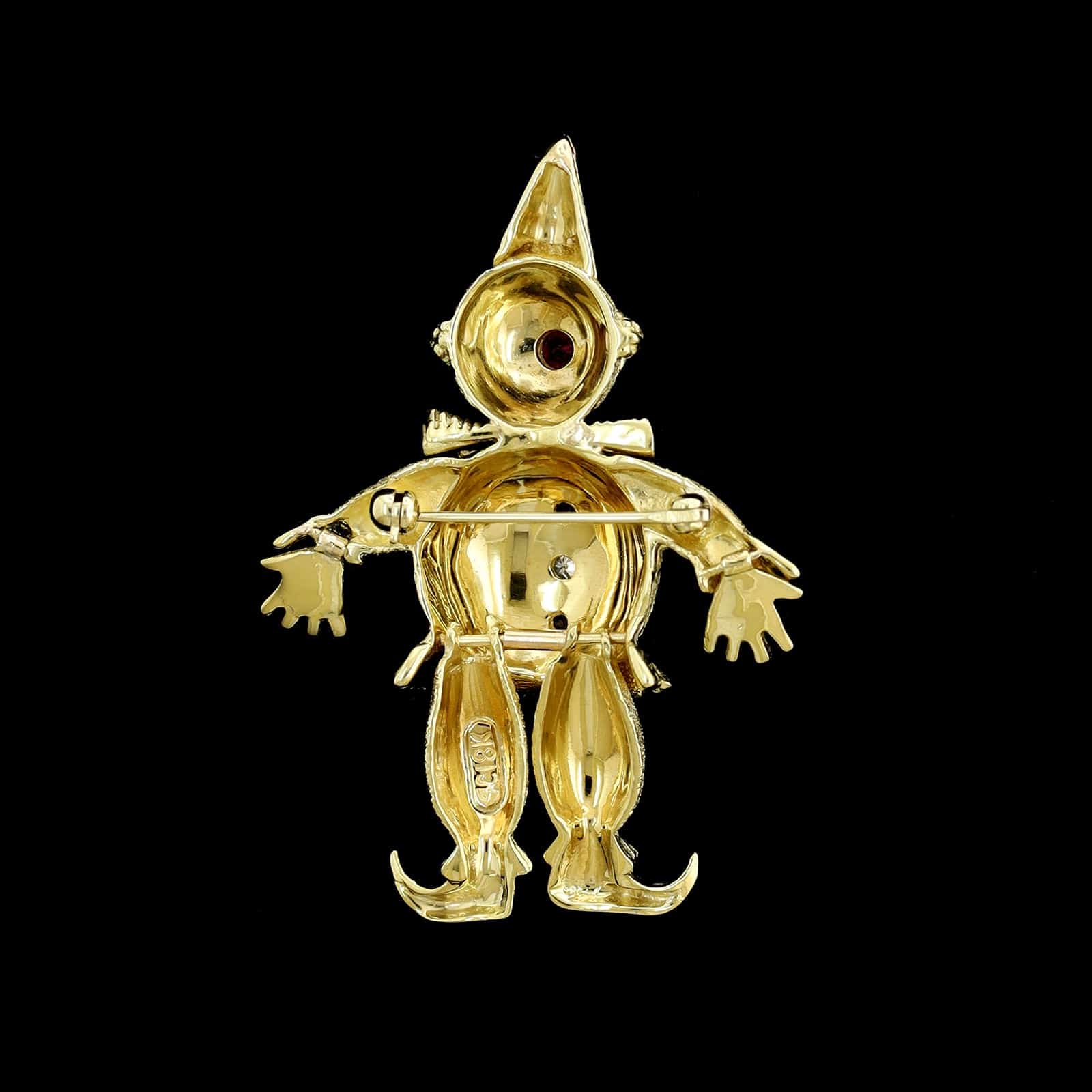 18K Yellow Gold Estate Clown Pin - Image 2