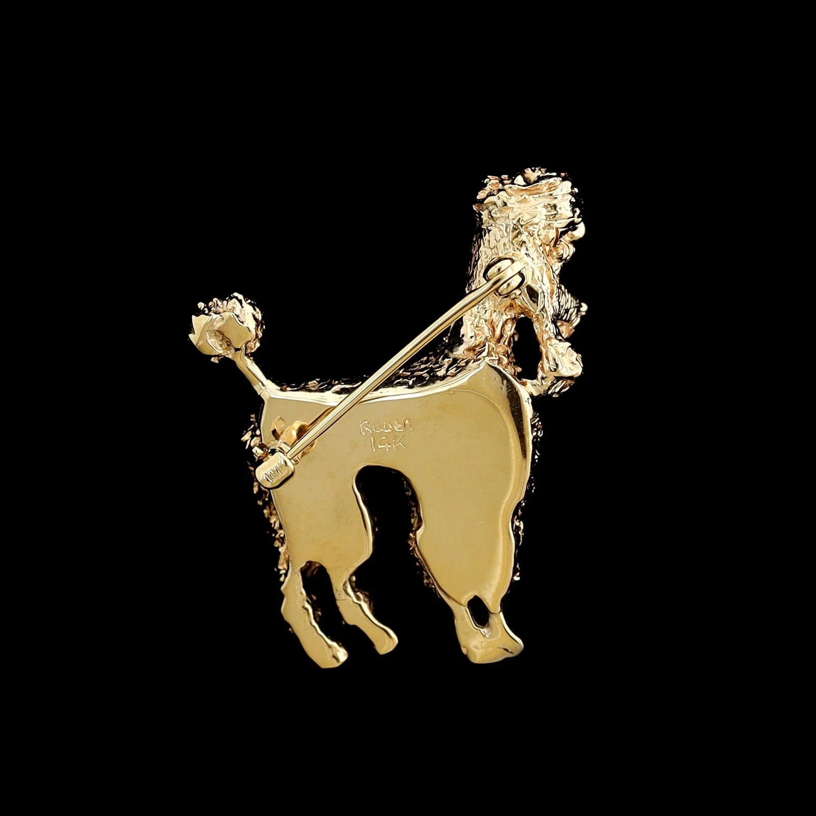 Ruser 14K Yellow Gold Estate Poodle Pin - Image 2