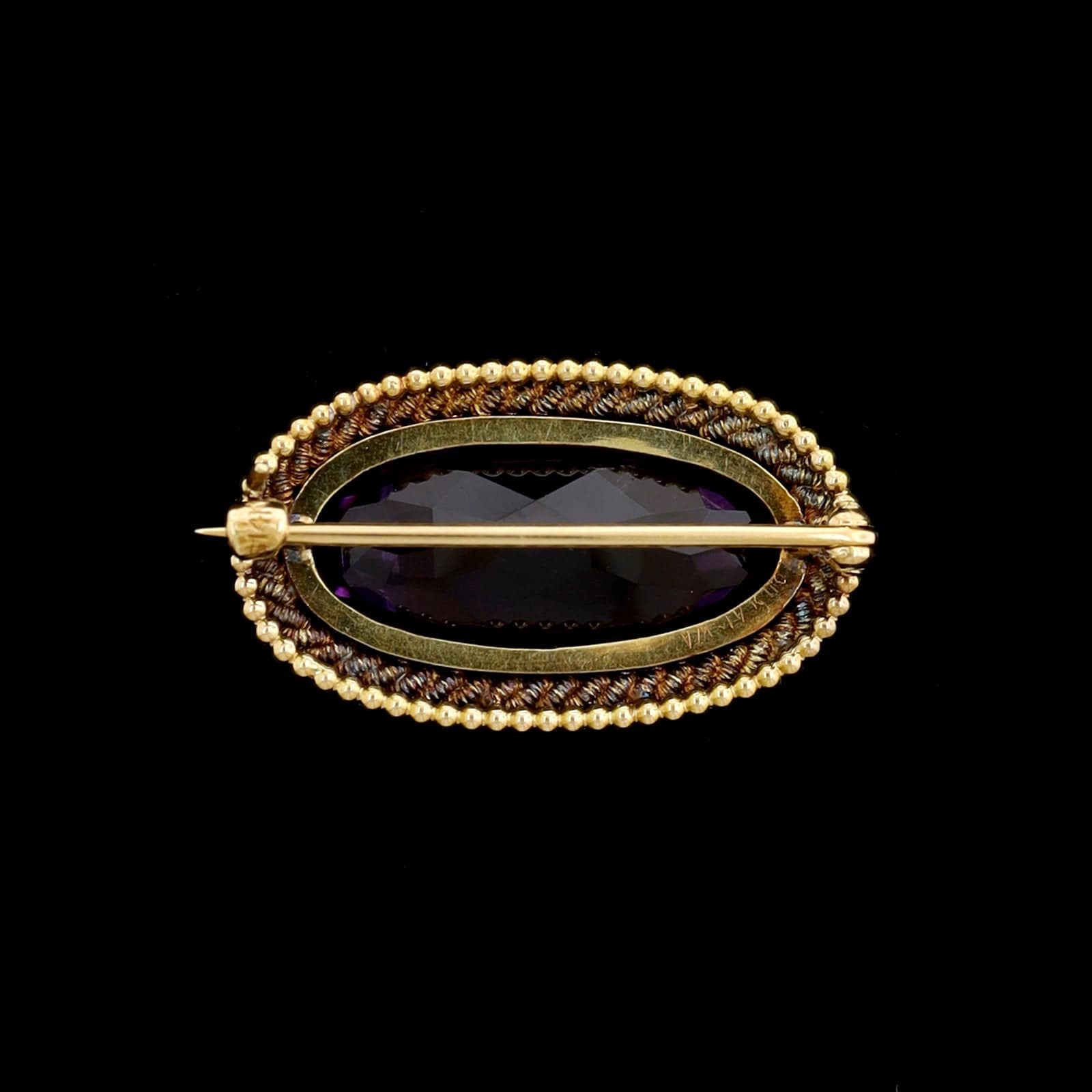 Antique 14K Yellow Gold Estate Amethyst Pin - Image 2