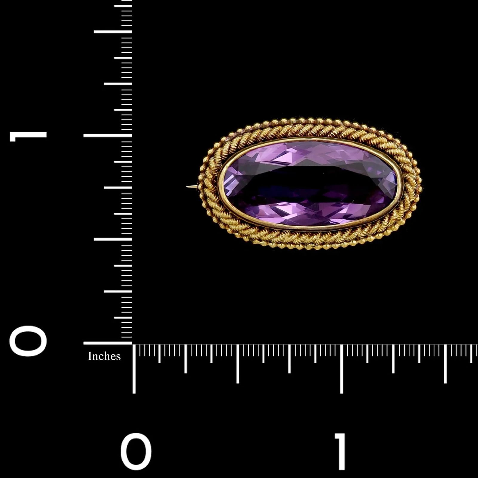 Antique 14K Yellow Gold Estate Amethyst Pin - Image 3