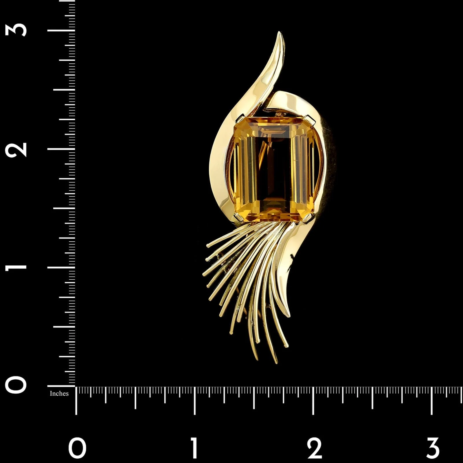 Retro 14K Yellow Gold Estate Citrine Pin Pendant - Image 3