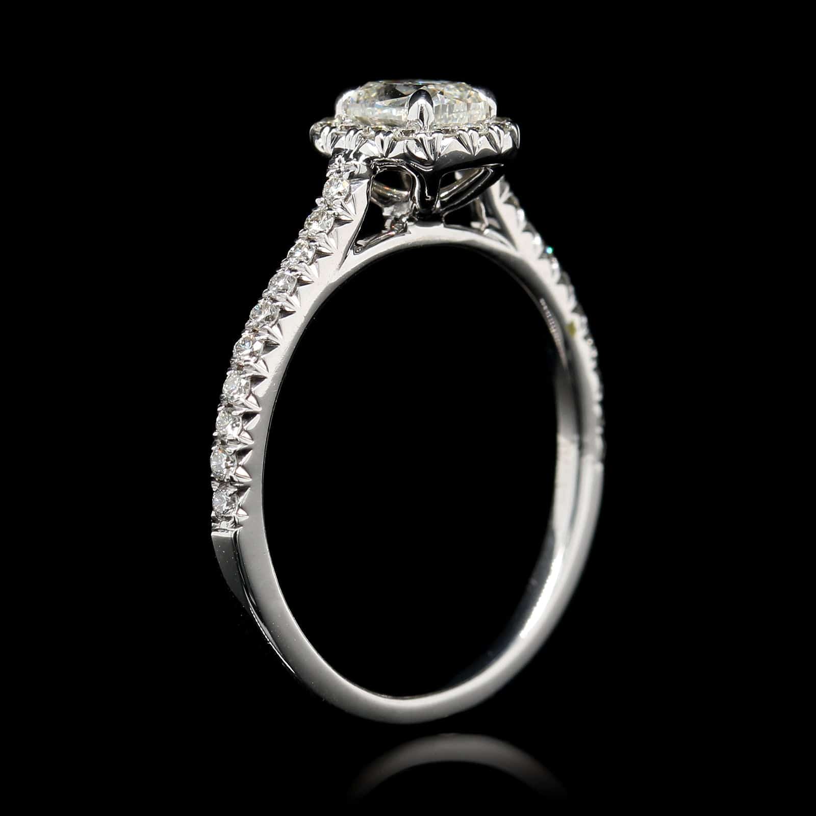 Henry Daussi 18K White Gold Estate Diamond Halo Ring - Image 3
