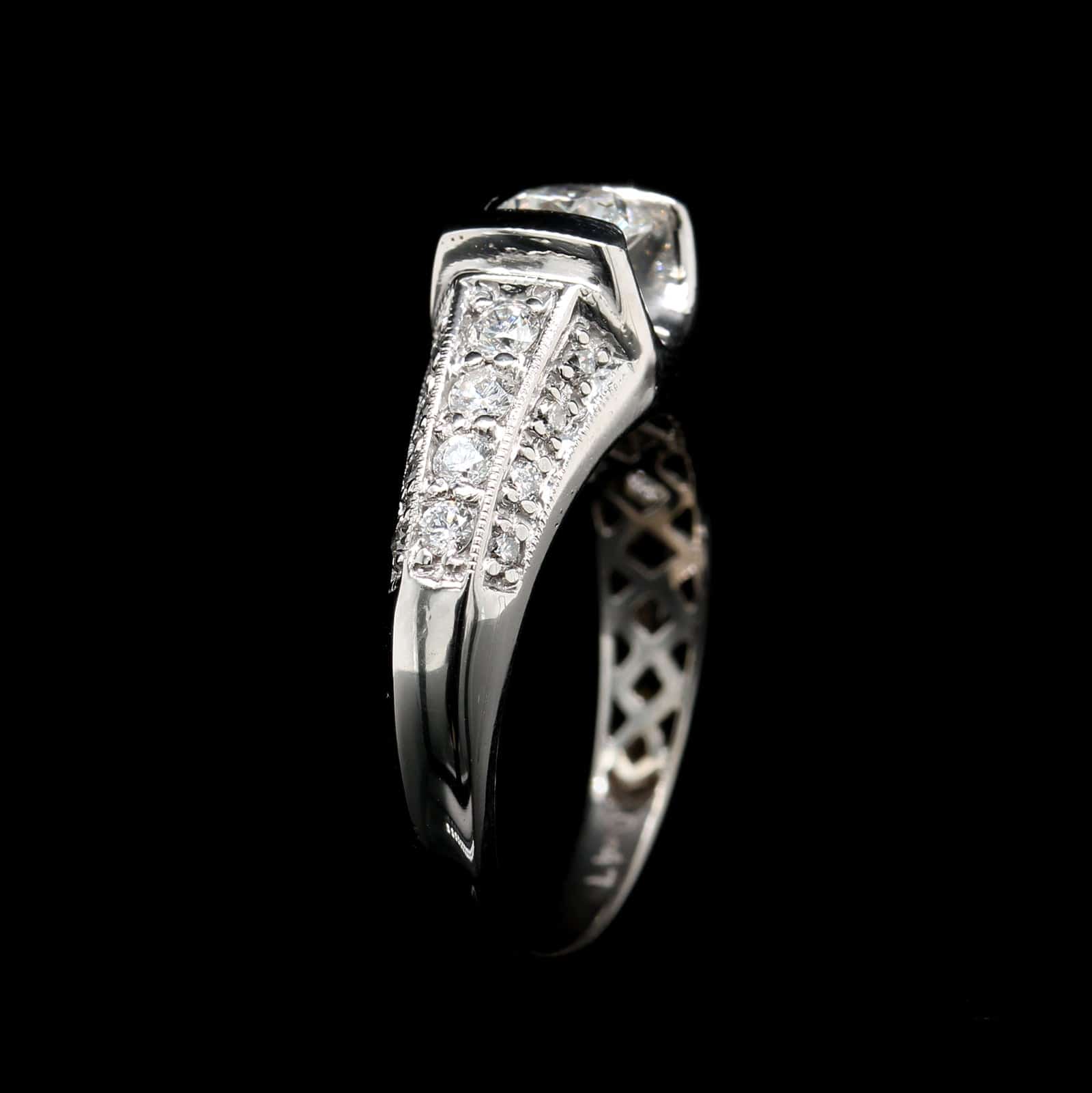 14K White Gold  Estate Diamond Engagement Ring - Image 2