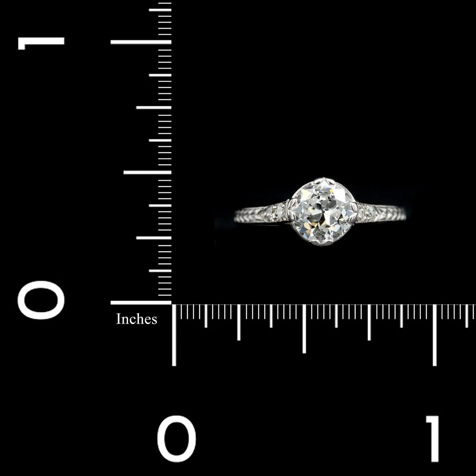Art Deco Platinum Estate Diamond Engagement Ring - Image 3