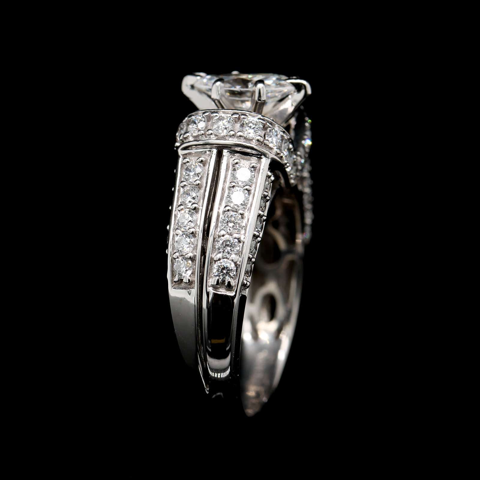 14K White Gold Estate Diamond Engagement Ring - Image 2