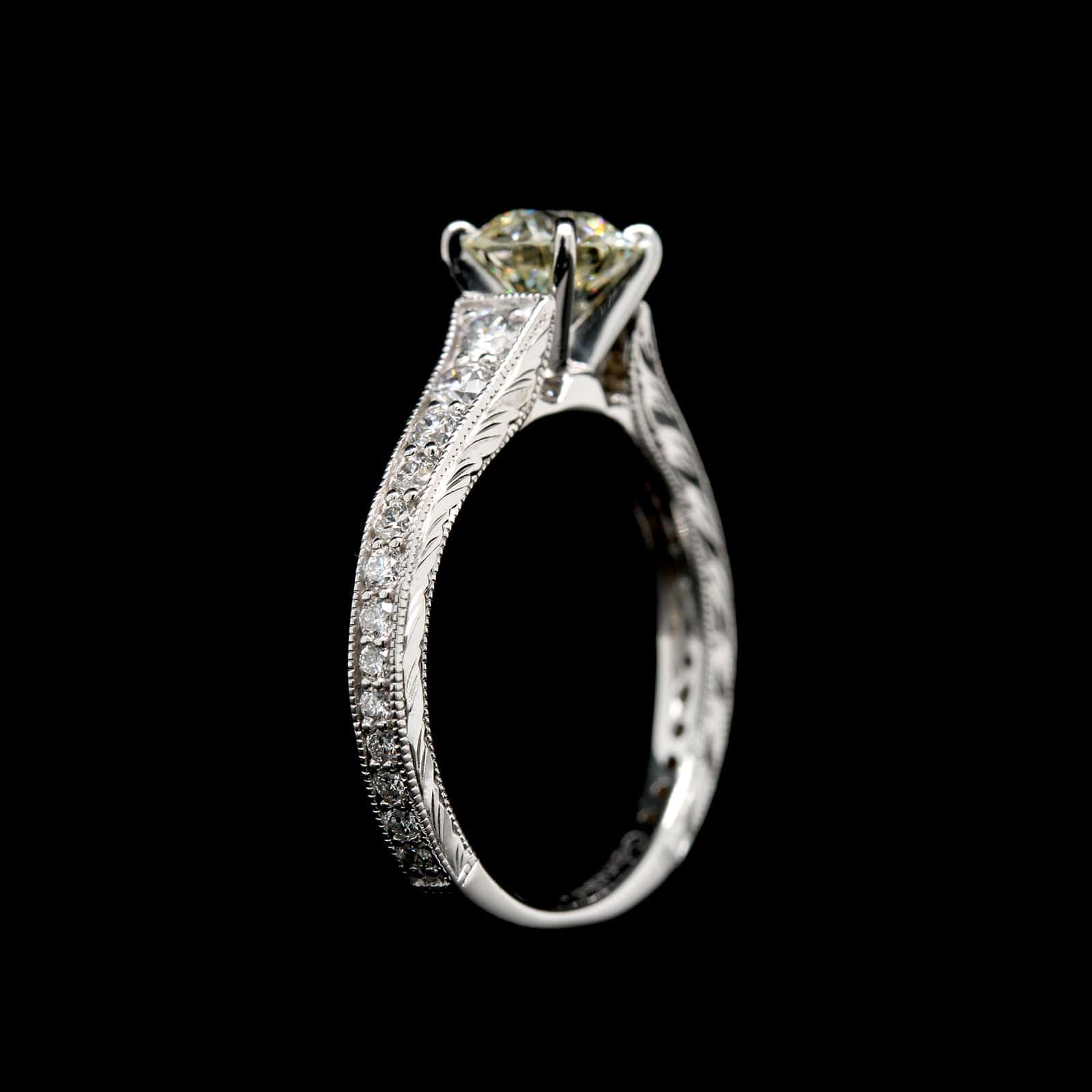 14K White Gold Estate Diamond Solitaire Engagement Ring - Image 2