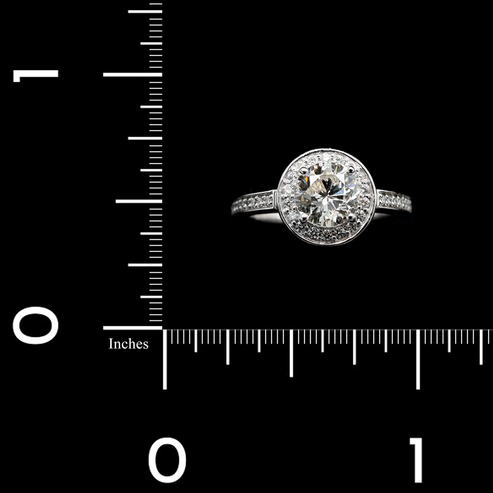 18K White Gold Estate Diamond Halo Engagement Ring - Image 3