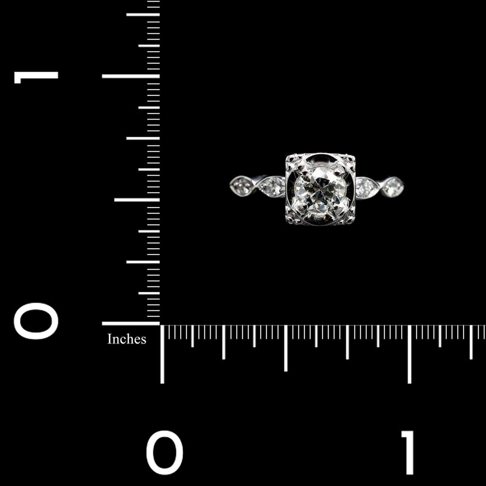 Vintage 14K White Gold Estate Diamond Engagement Ring - Image 3