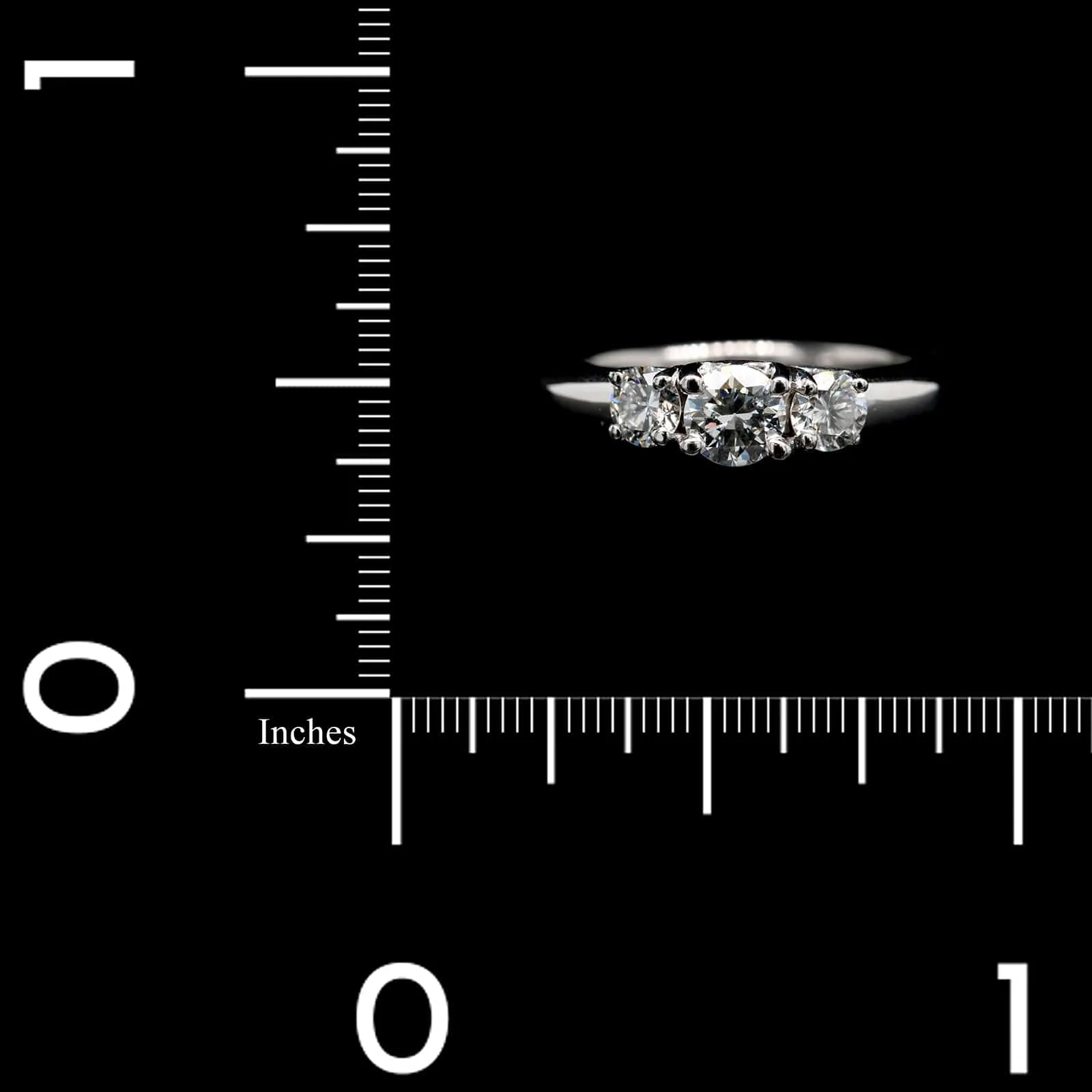 18K White Gold Estate Diamond Three Stone Engagement Ring - Image 3